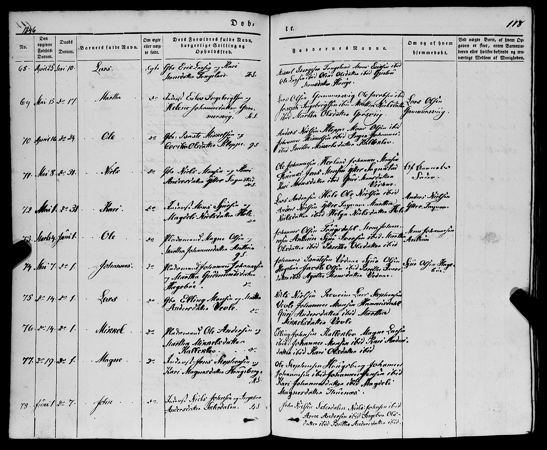 Haus sokneprestembete, AV/SAB-A-75601/H/Haa: Parish register (official) no. A 15, 1838-1847, p. 118