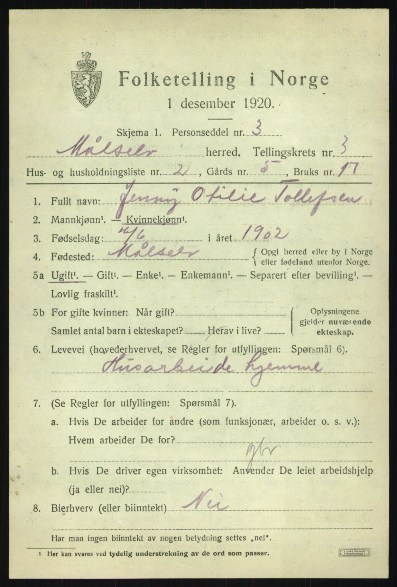 SATØ, 1920 census for Målselv, 1920, p. 2267