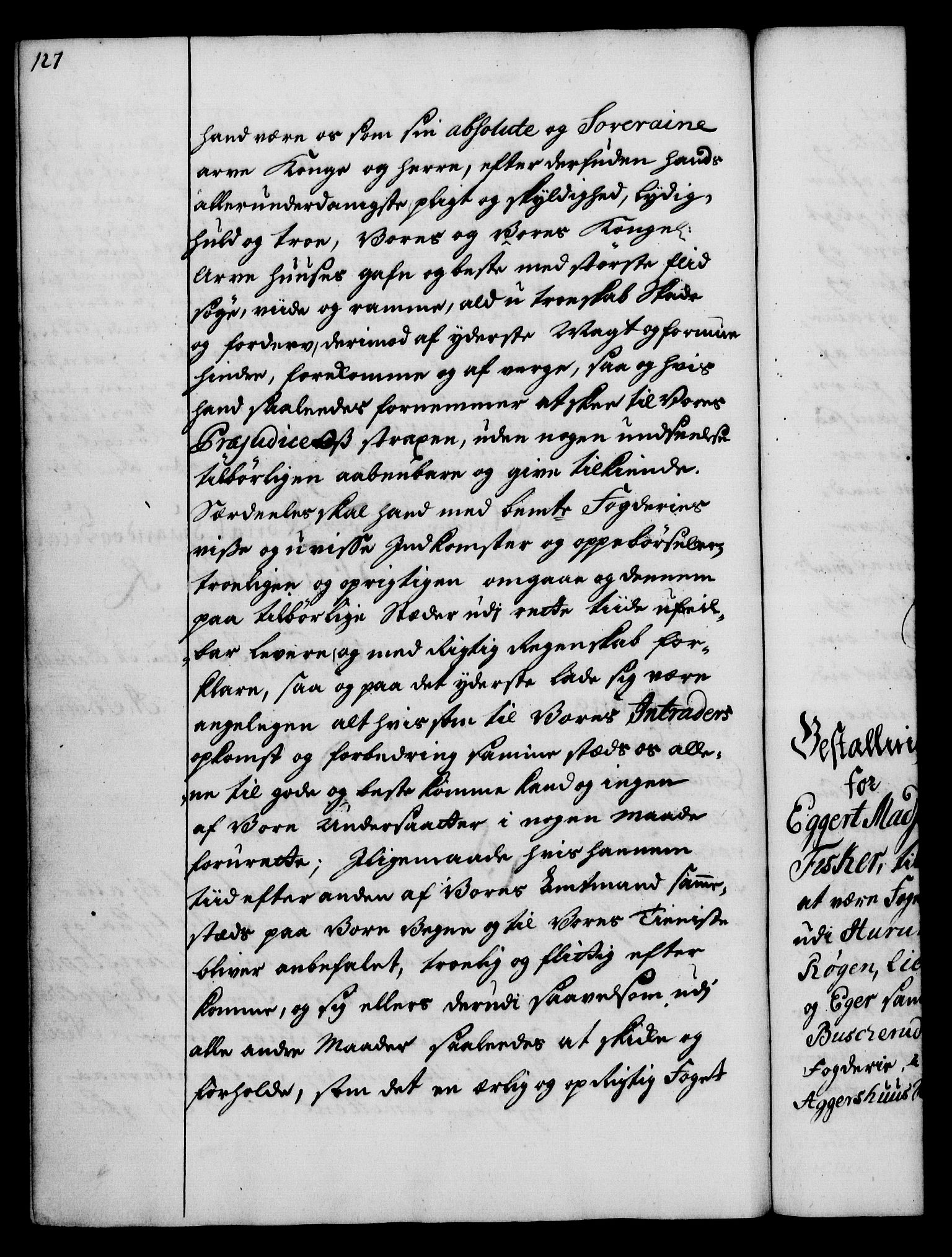 Rentekammeret, Kammerkanselliet, RA/EA-3111/G/Gg/Gge/L0003: Norsk bestallingsprotokoll med register (merket RK 53.27), 1745-1761, p. 127