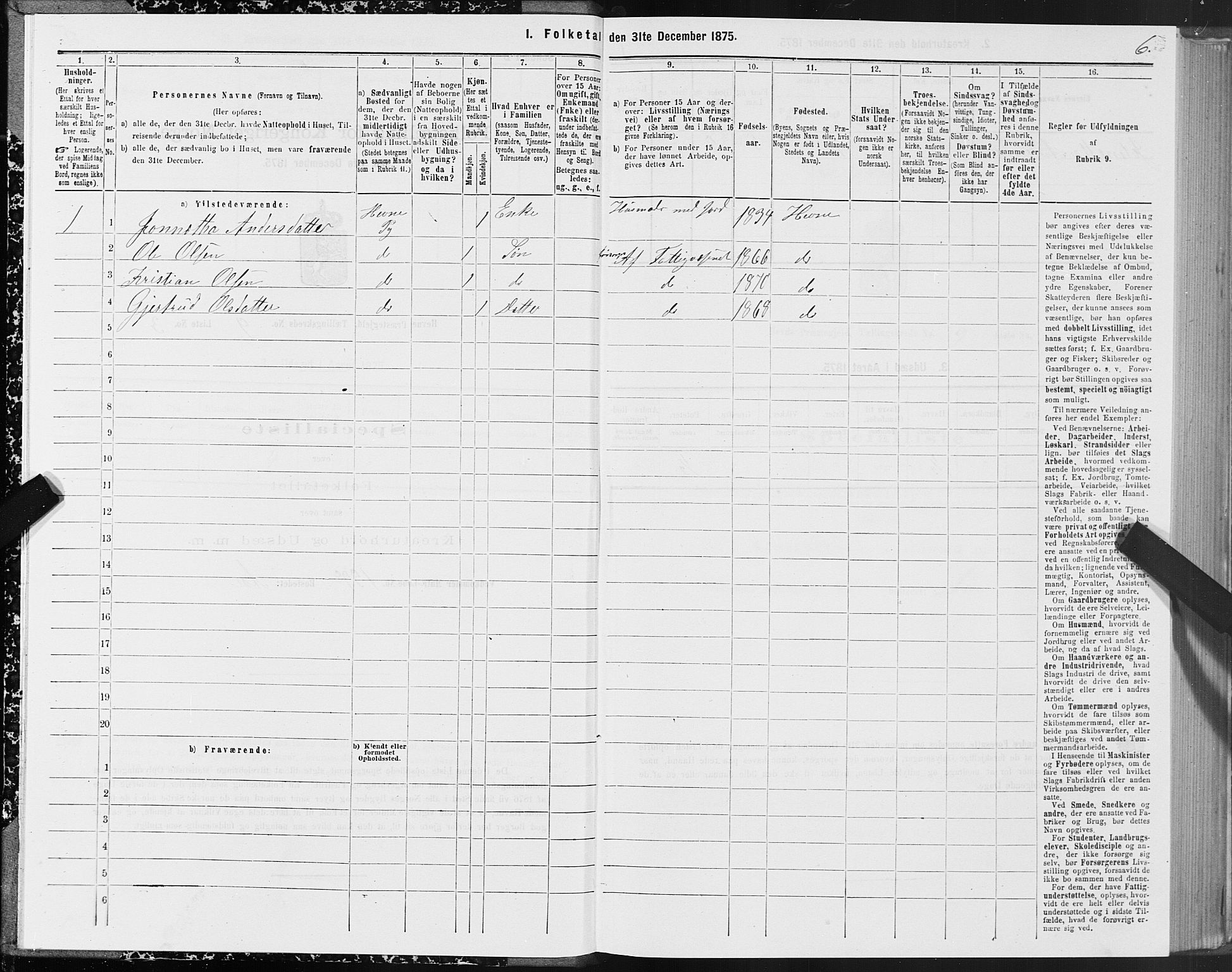 SAT, 1875 census for 1612P Hemne, 1875, p. 5006