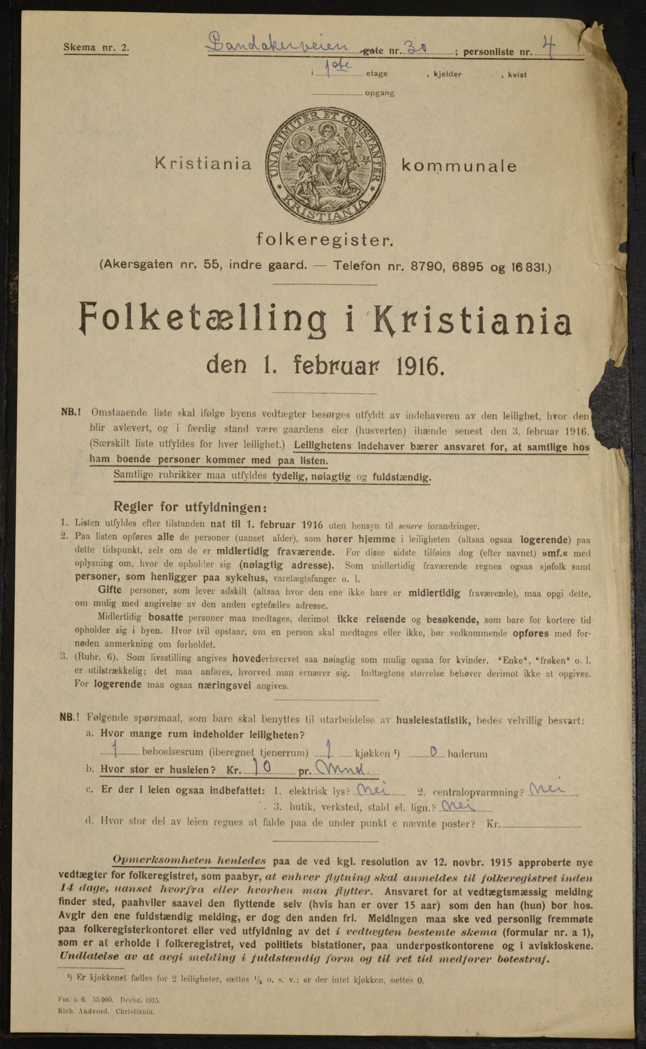 OBA, Municipal Census 1916 for Kristiania, 1916, p. 89242