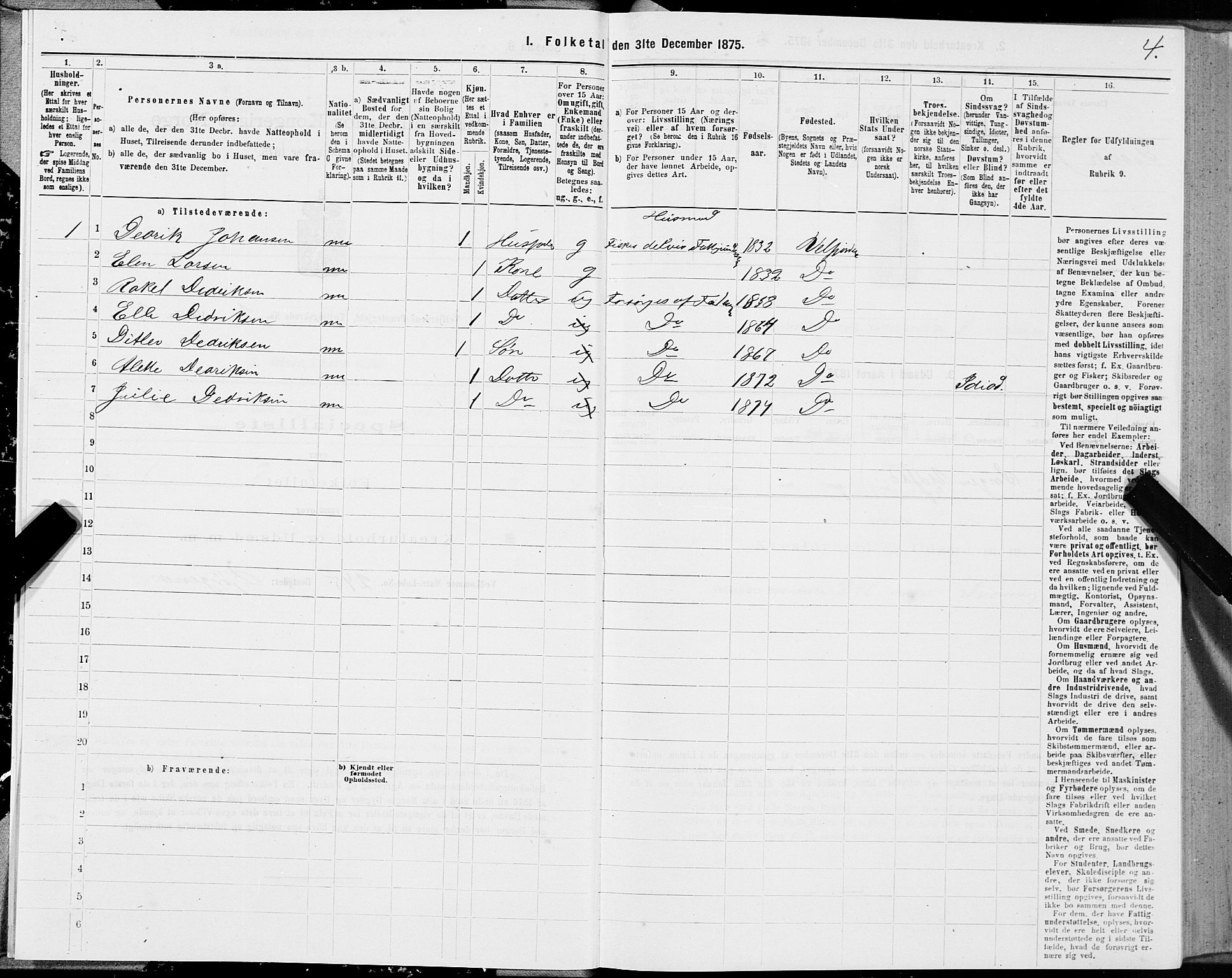 SAT, 1875 census for 1813P Velfjord, 1875, p. 1004