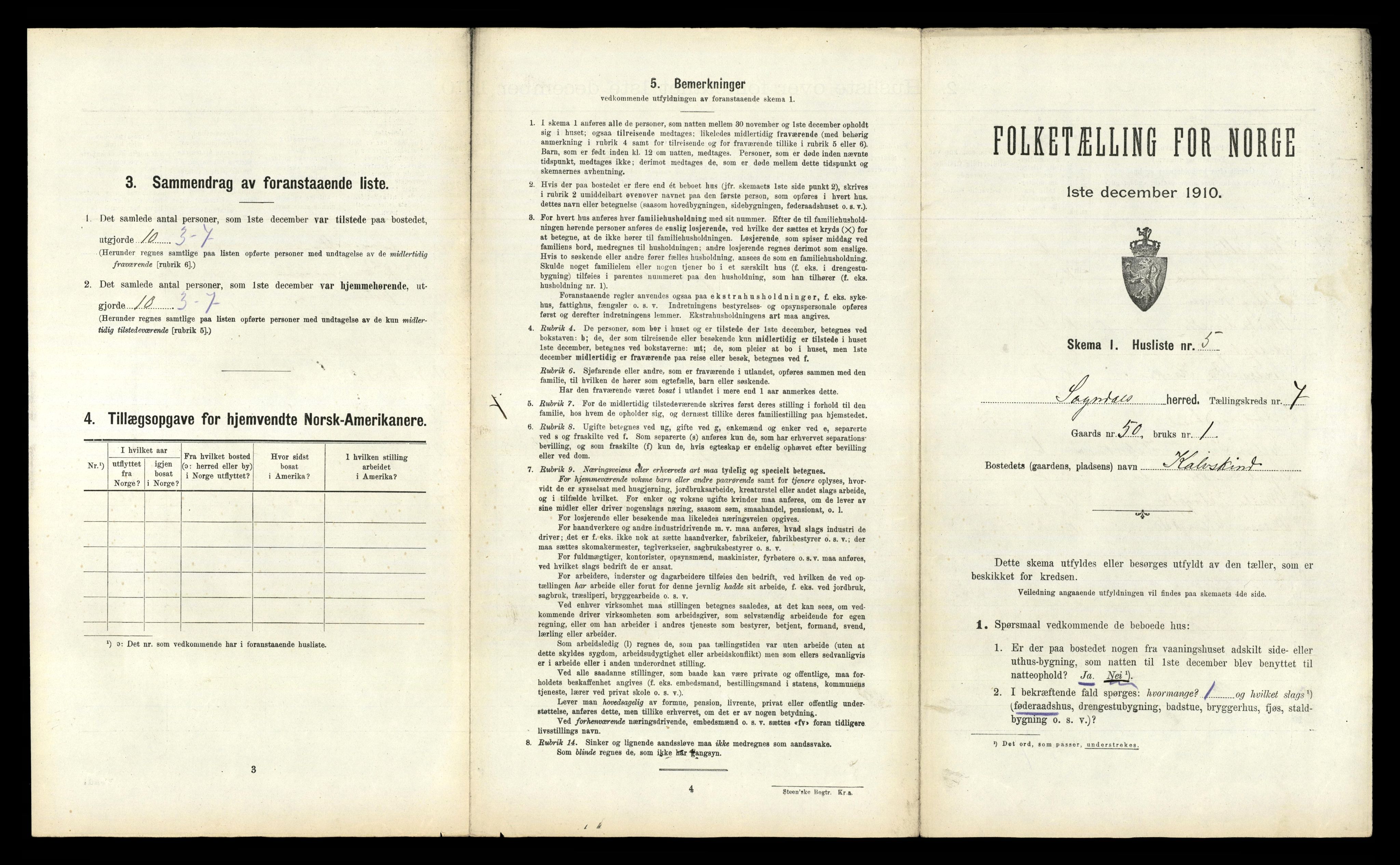 RA, 1910 census for Sogndal, 1910, p. 716