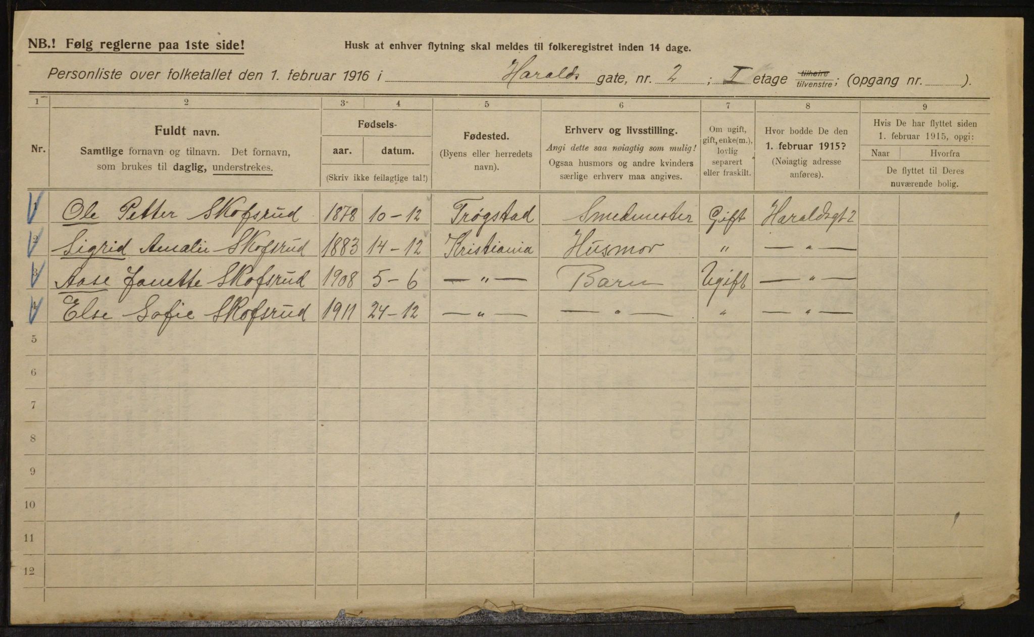 OBA, Municipal Census 1916 for Kristiania, 1916, p. 35643