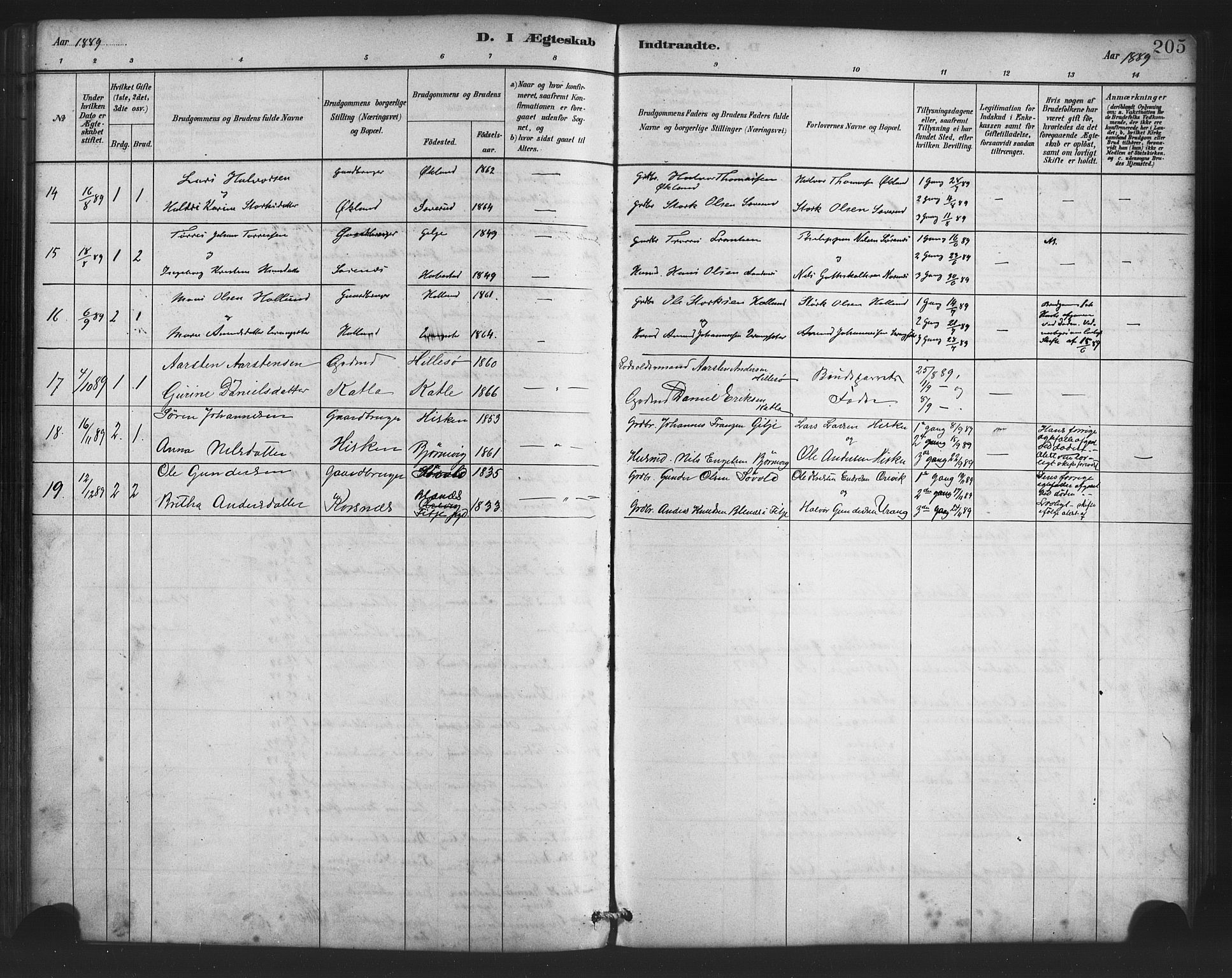 Finnås sokneprestembete, AV/SAB-A-99925/H/Ha/Haa/Haac/L0001: Parish register (official) no. C 1, 1881-1894, p. 205