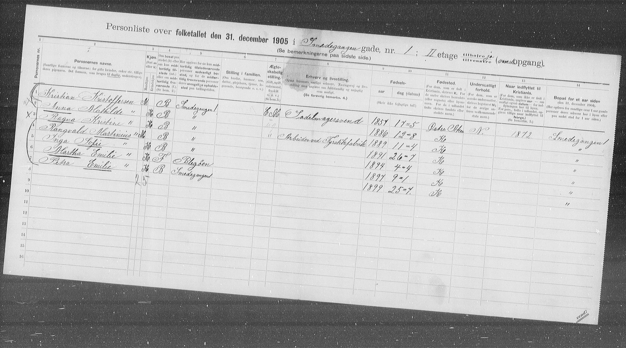 OBA, Municipal Census 1905 for Kristiania, 1905, p. 50688