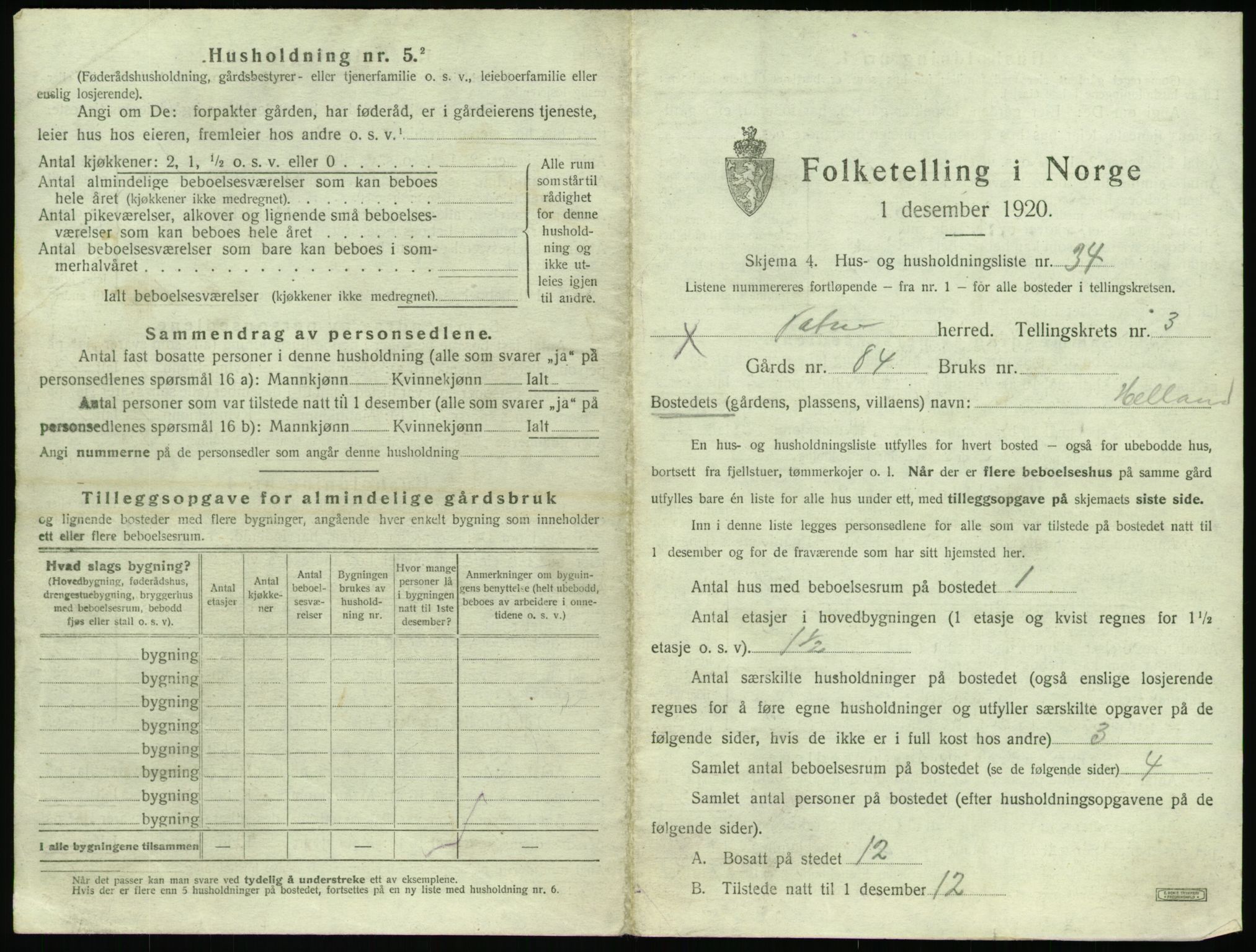 SAT, 1920 census for Vatne, 1920, p. 240