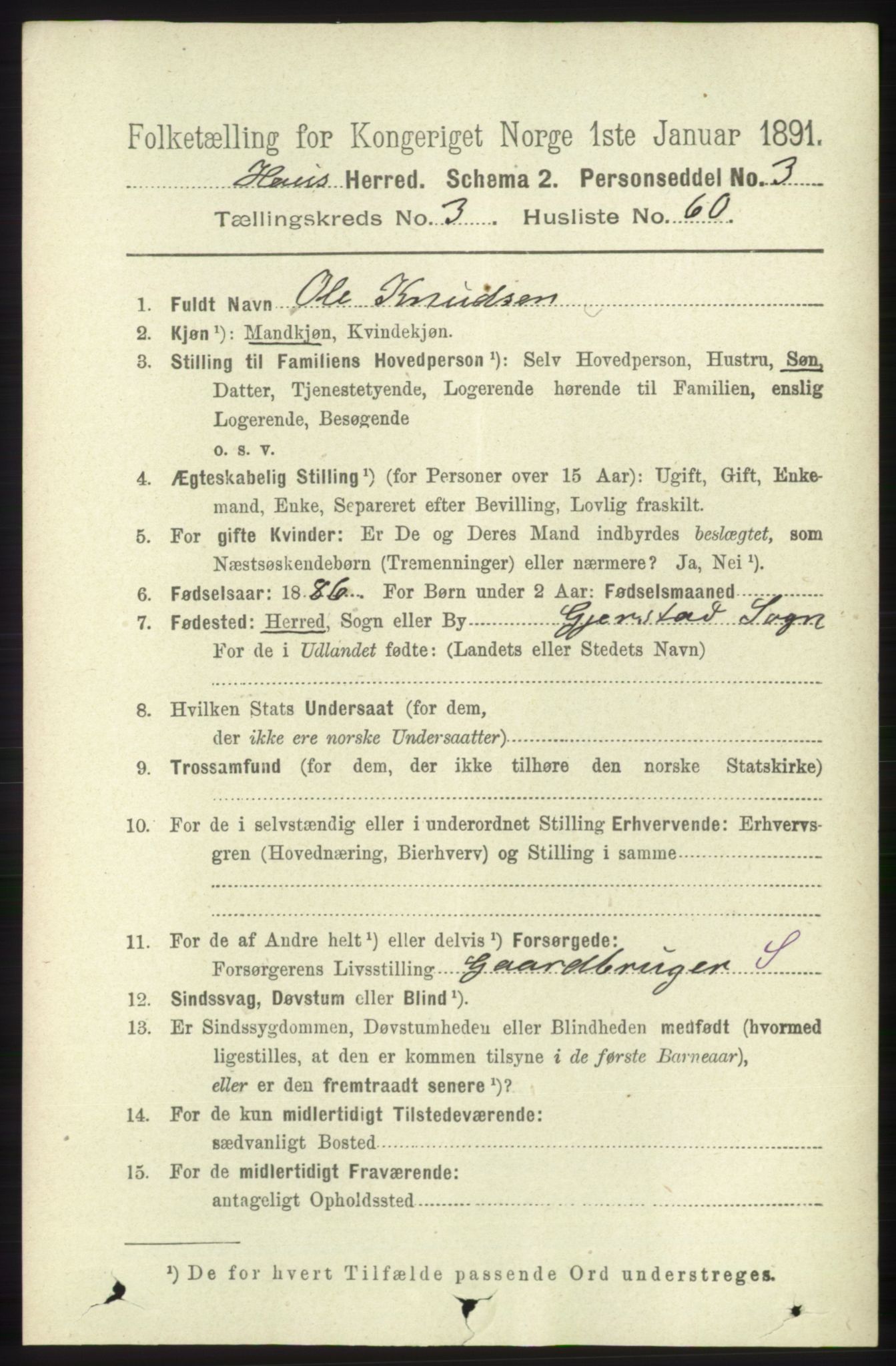 RA, 1891 census for 1250 Haus, 1891, p. 1337