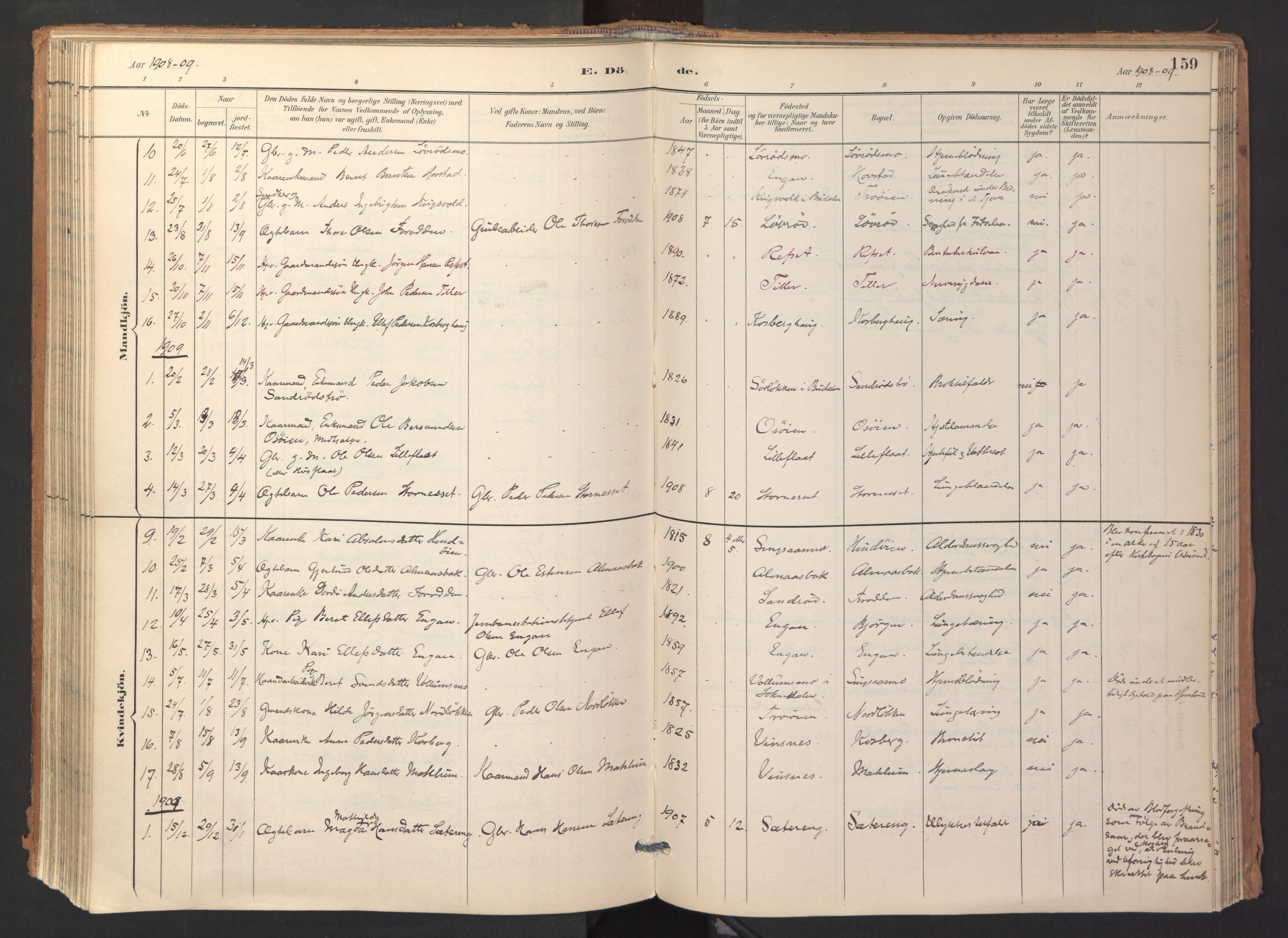Ministerialprotokoller, klokkerbøker og fødselsregistre - Sør-Trøndelag, SAT/A-1456/688/L1025: Parish register (official) no. 688A02, 1891-1909, p. 159