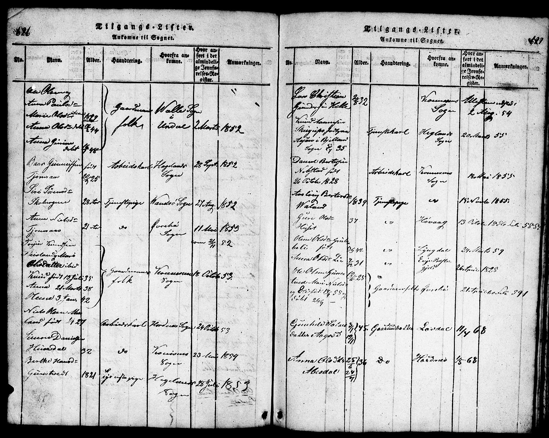Bjelland sokneprestkontor, SAK/1111-0005/F/Fb/Fba/L0003: Parish register (copy) no. B 3, 1816-1870, p. 626-627
