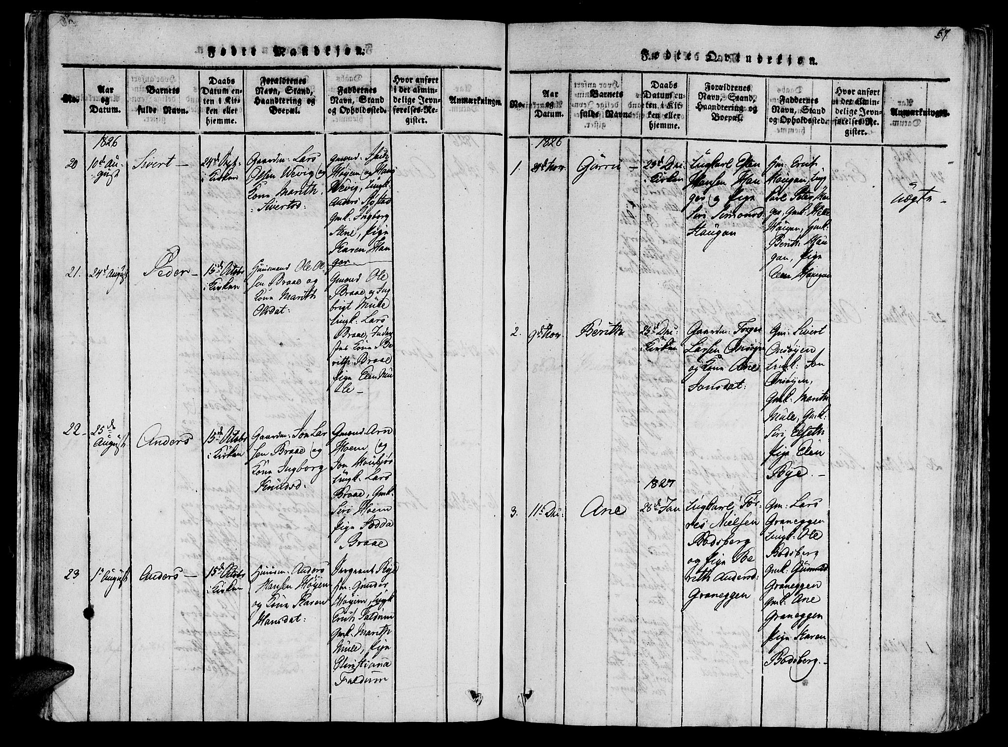 Ministerialprotokoller, klokkerbøker og fødselsregistre - Sør-Trøndelag, SAT/A-1456/612/L0372: Parish register (official) no. 612A06 /1, 1816-1828, p. 57