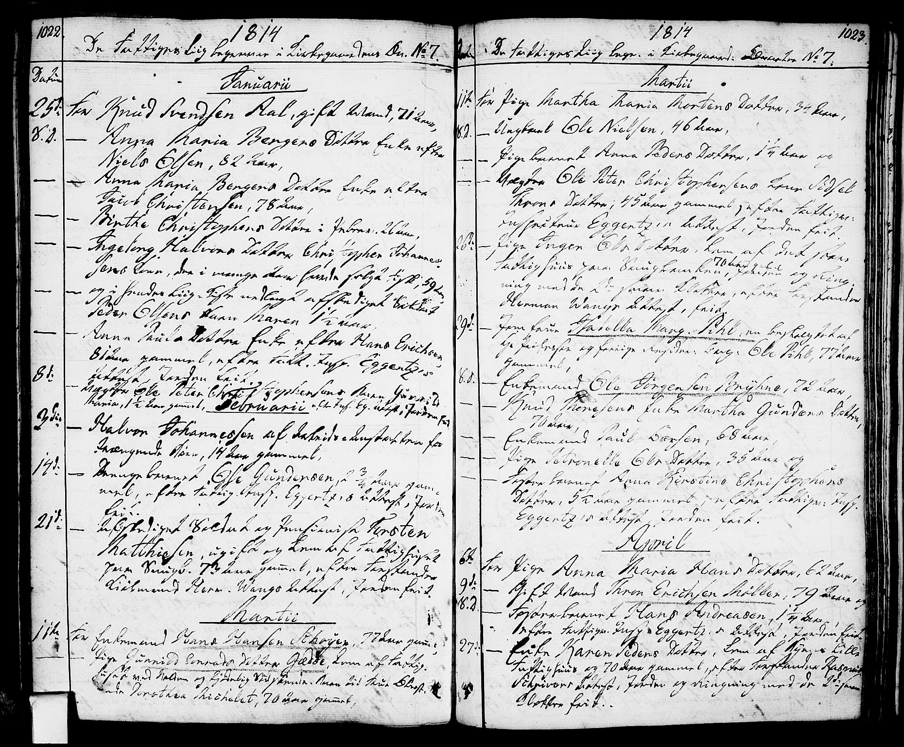 Oslo domkirke Kirkebøker, AV/SAO-A-10752/F/Fa/L0006: Parish register (official) no. 6, 1807-1817, p. 1022-1023