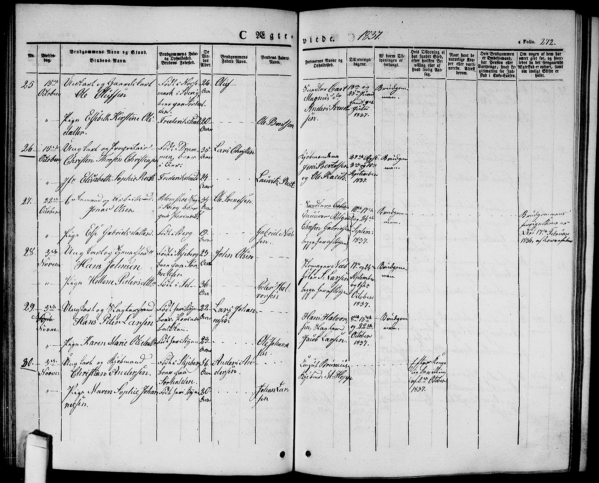 Halden prestekontor Kirkebøker, SAO/A-10909/G/Ga/L0003: Parish register (copy) no. 3, 1834-1844, p. 272