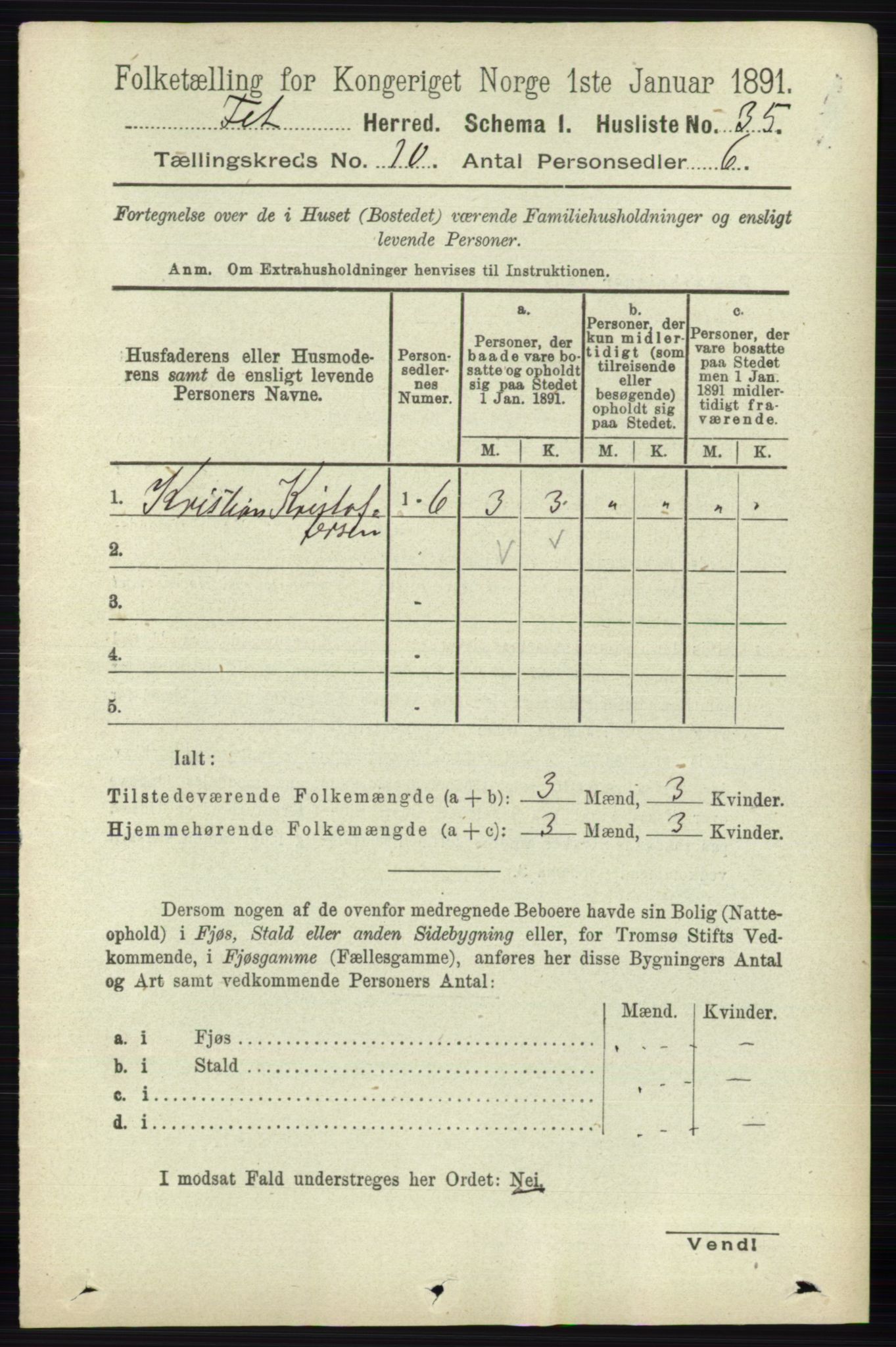 RA, 1891 census for 0227 Fet, 1891, p. 3983