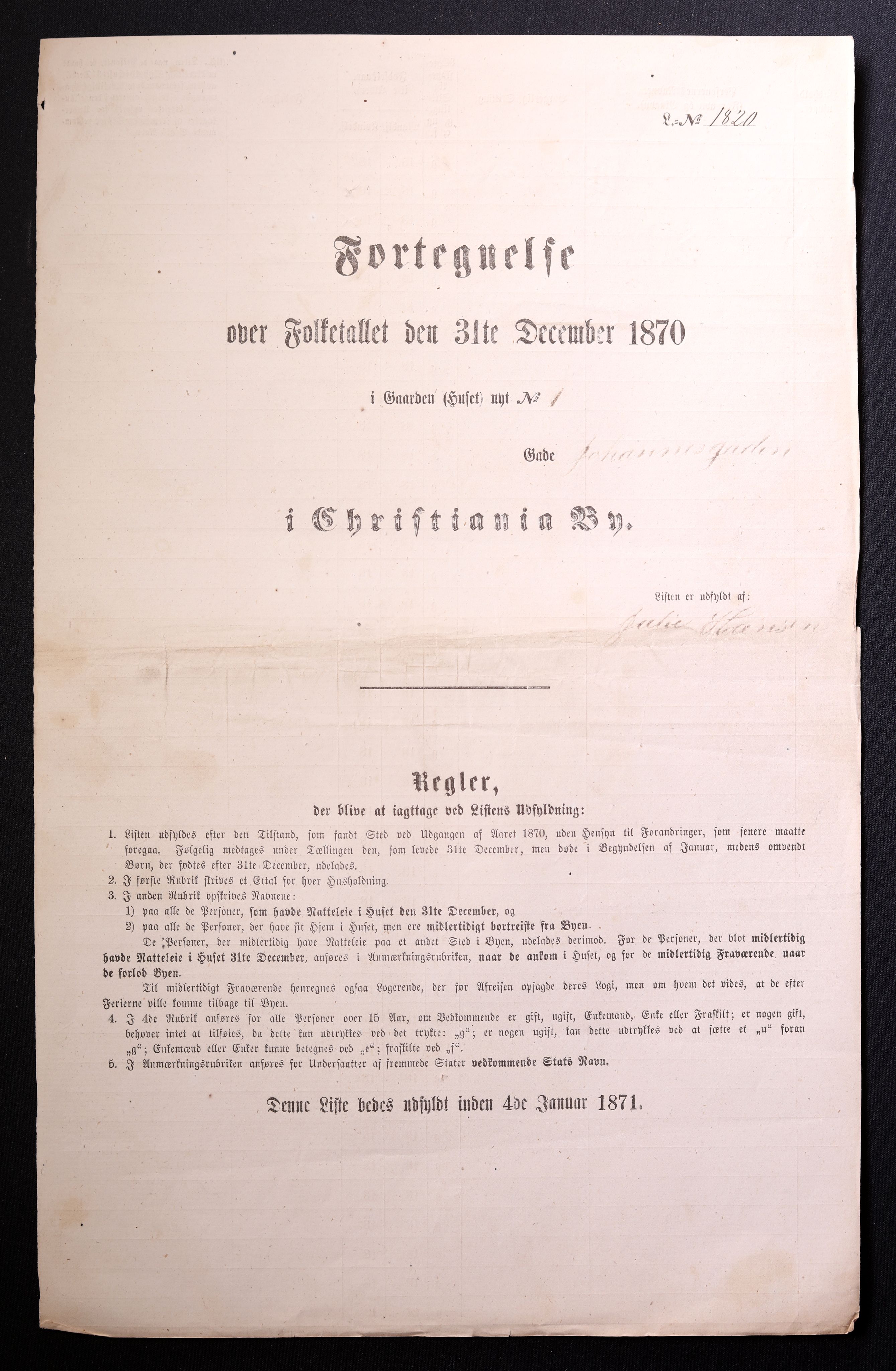 RA, 1870 census for 0301 Kristiania, 1870, p. 1371