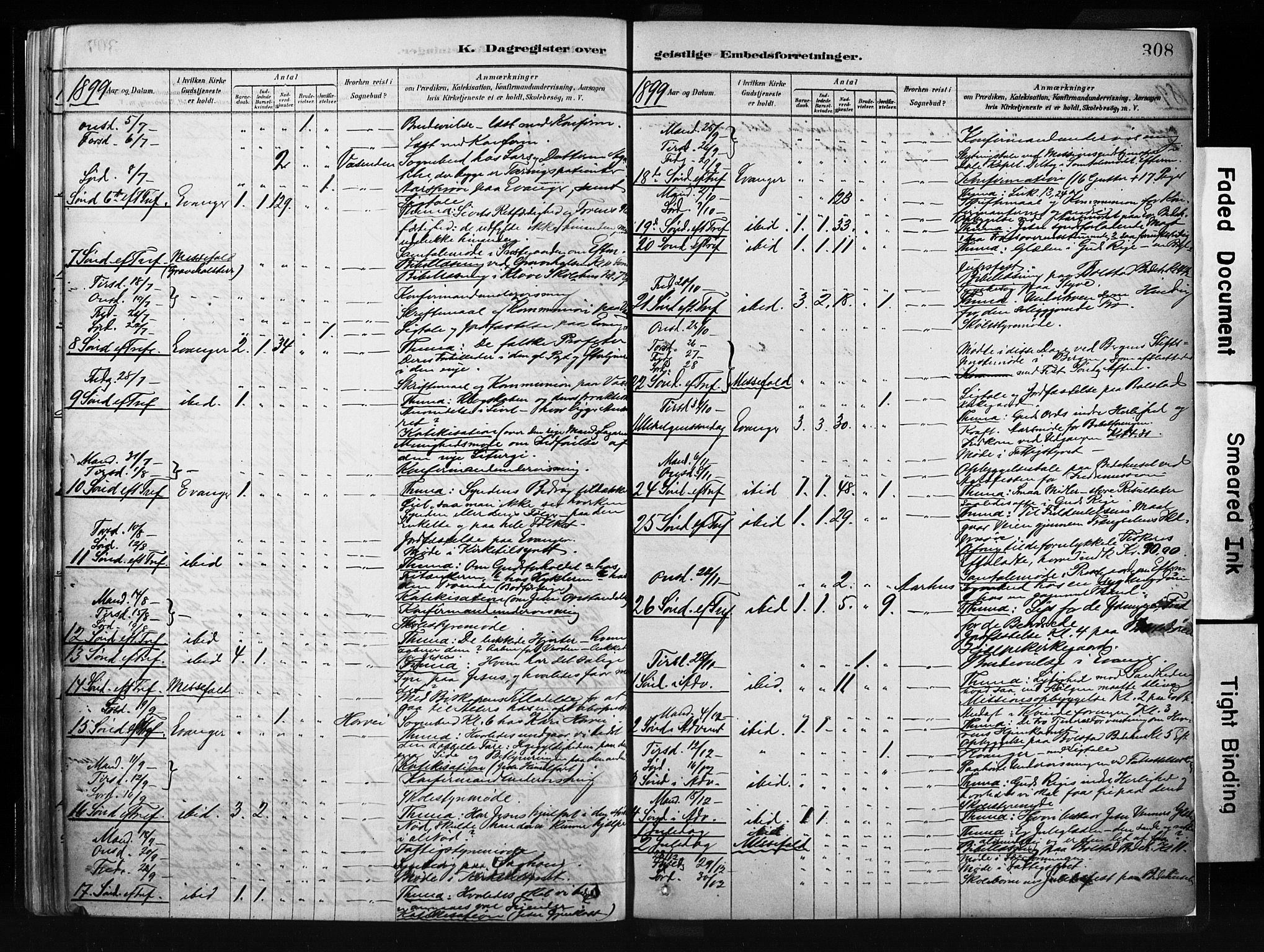 Evanger sokneprestembete, SAB/A-99924: Parish register (official) no. A 1, 1877-1899, p. 308