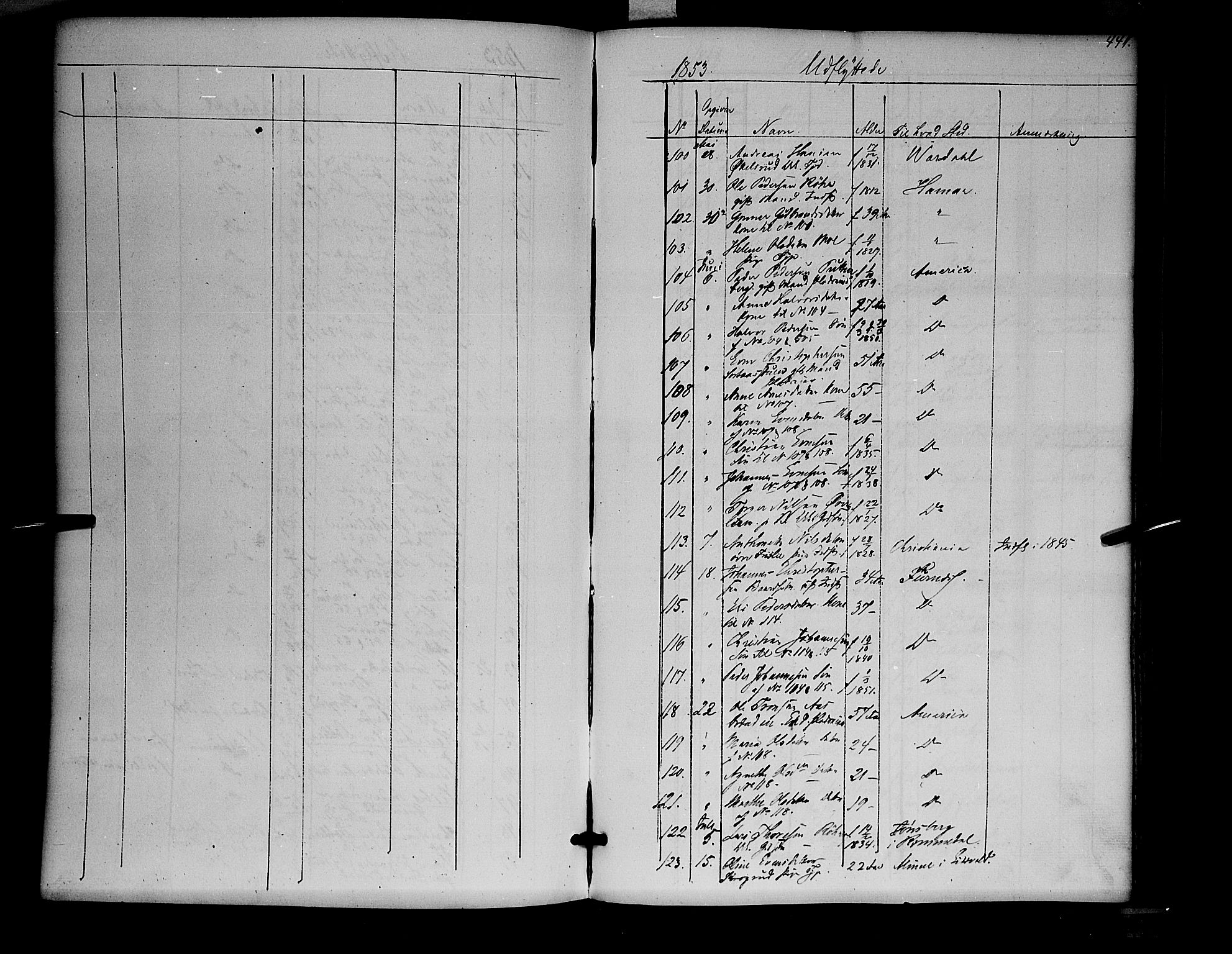 Ringsaker prestekontor, AV/SAH-PREST-014/K/Ka/L0009: Parish register (official) no. 9, 1850-1860, p. 441