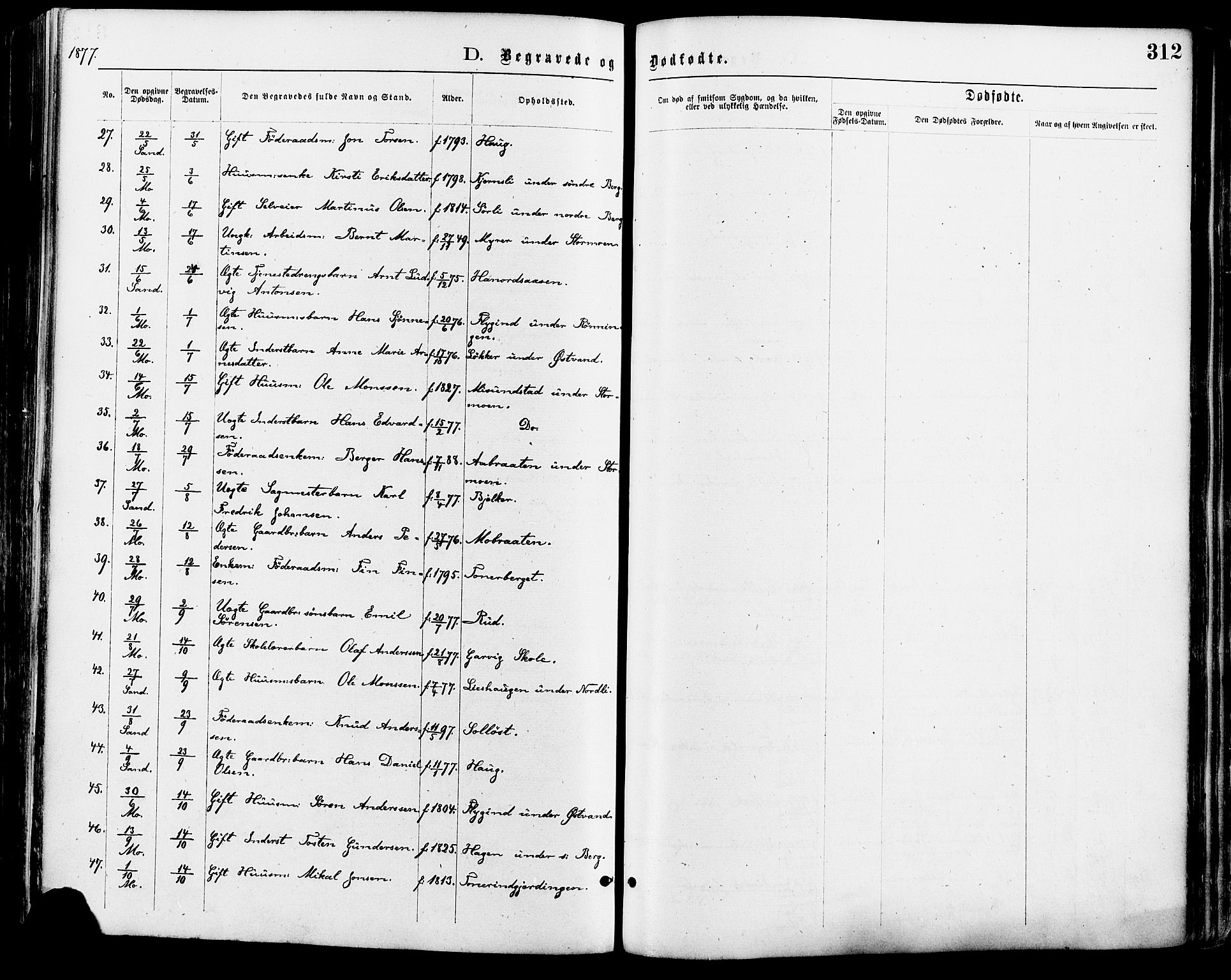 Nord-Odal prestekontor, AV/SAH-PREST-032/H/Ha/Haa/L0005: Parish register (official) no. 5, 1874-1885, p. 312