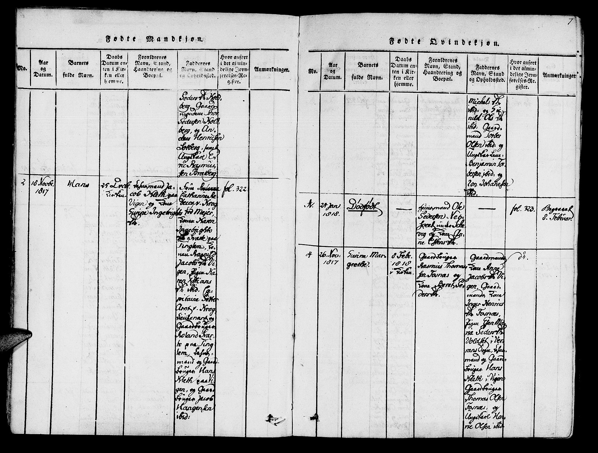 Ministerialprotokoller, klokkerbøker og fødselsregistre - Nord-Trøndelag, SAT/A-1458/741/L0387: Parish register (official) no. 741A03 /1, 1817-1822, p. 7