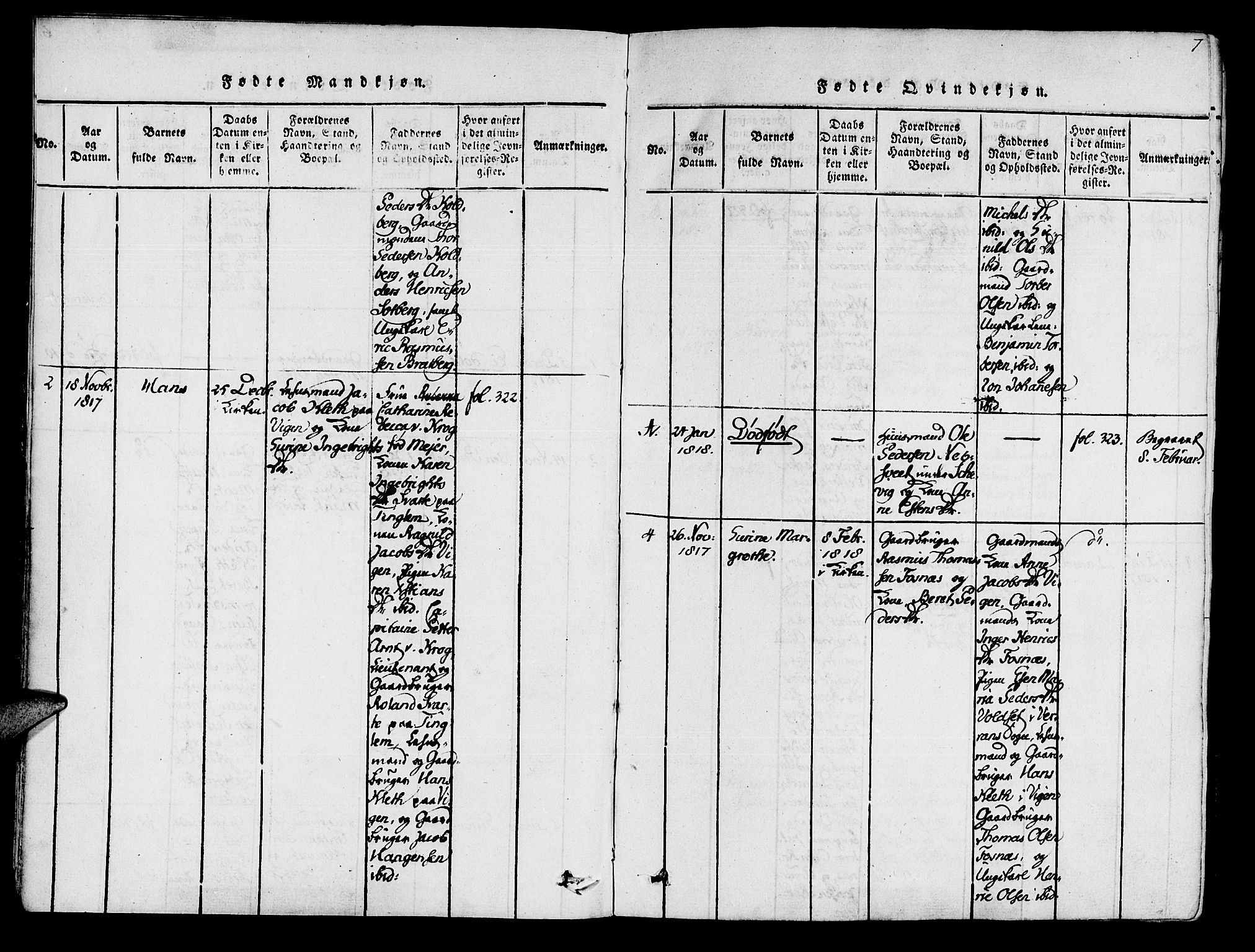 Ministerialprotokoller, klokkerbøker og fødselsregistre - Nord-Trøndelag, AV/SAT-A-1458/741/L0387: Parish register (official) no. 741A03 /1, 1817-1822, p. 7