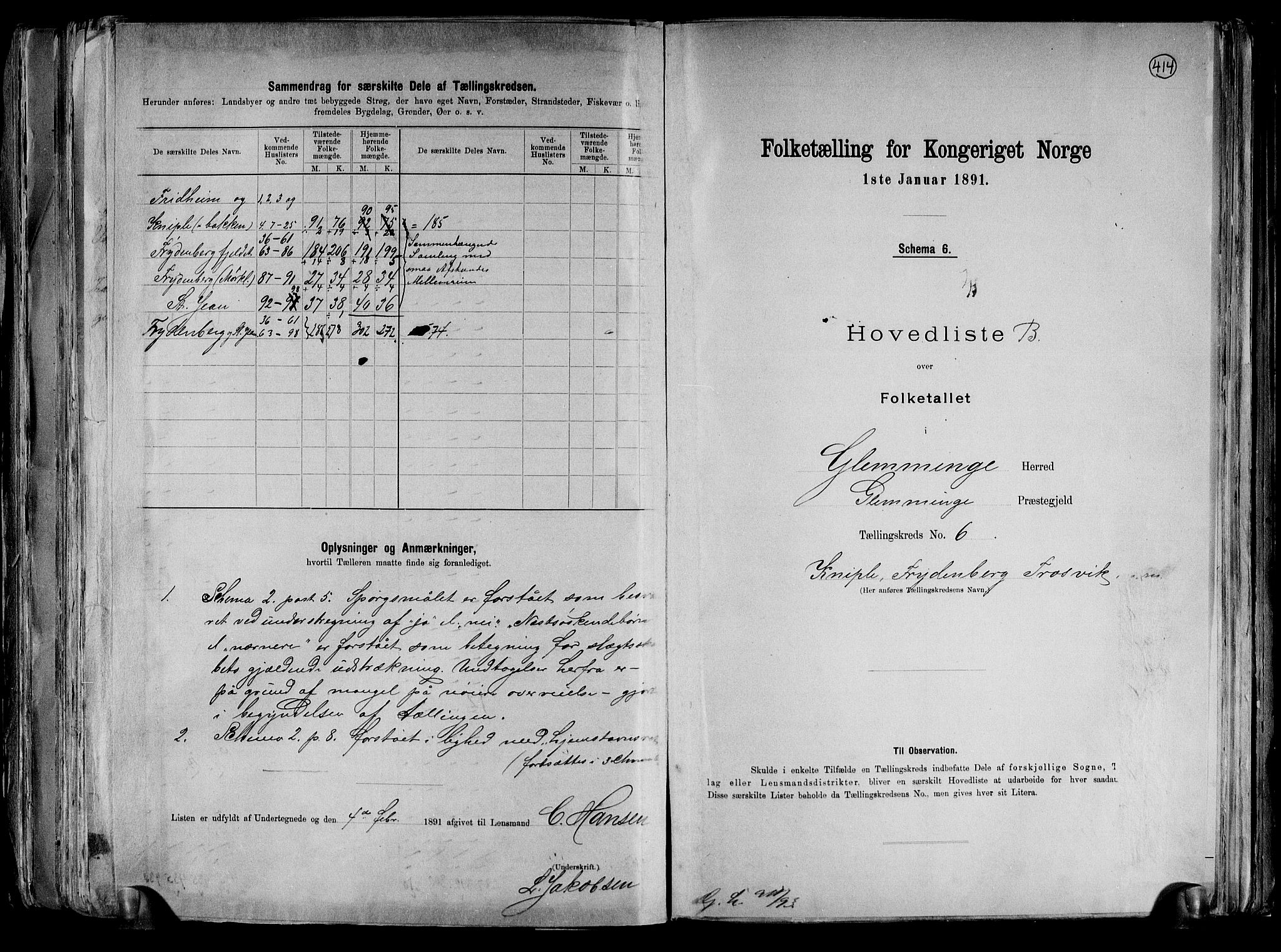 RA, 1891 census for 0132 Glemmen, 1891, p. 26