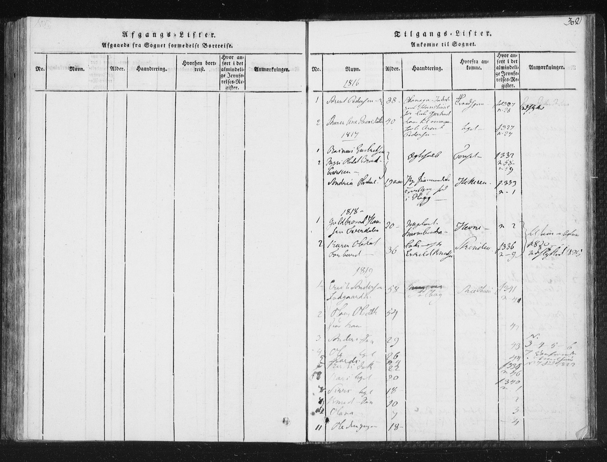 Ministerialprotokoller, klokkerbøker og fødselsregistre - Sør-Trøndelag, SAT/A-1456/689/L1037: Parish register (official) no. 689A02, 1816-1842, p. 302