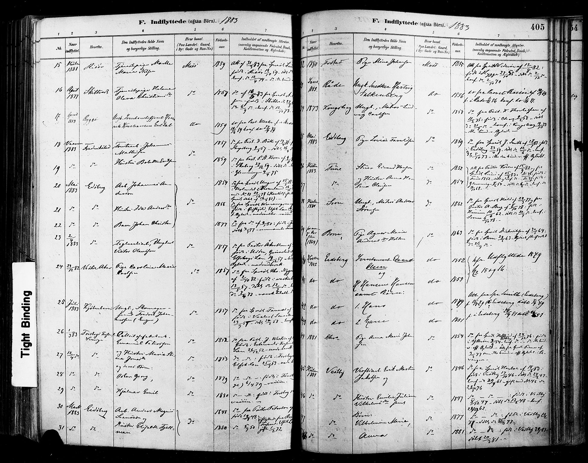 Moss prestekontor Kirkebøker, SAO/A-2003/F/Fb/L0001: Parish register (official) no. II 1, 1878-1886, p. 405