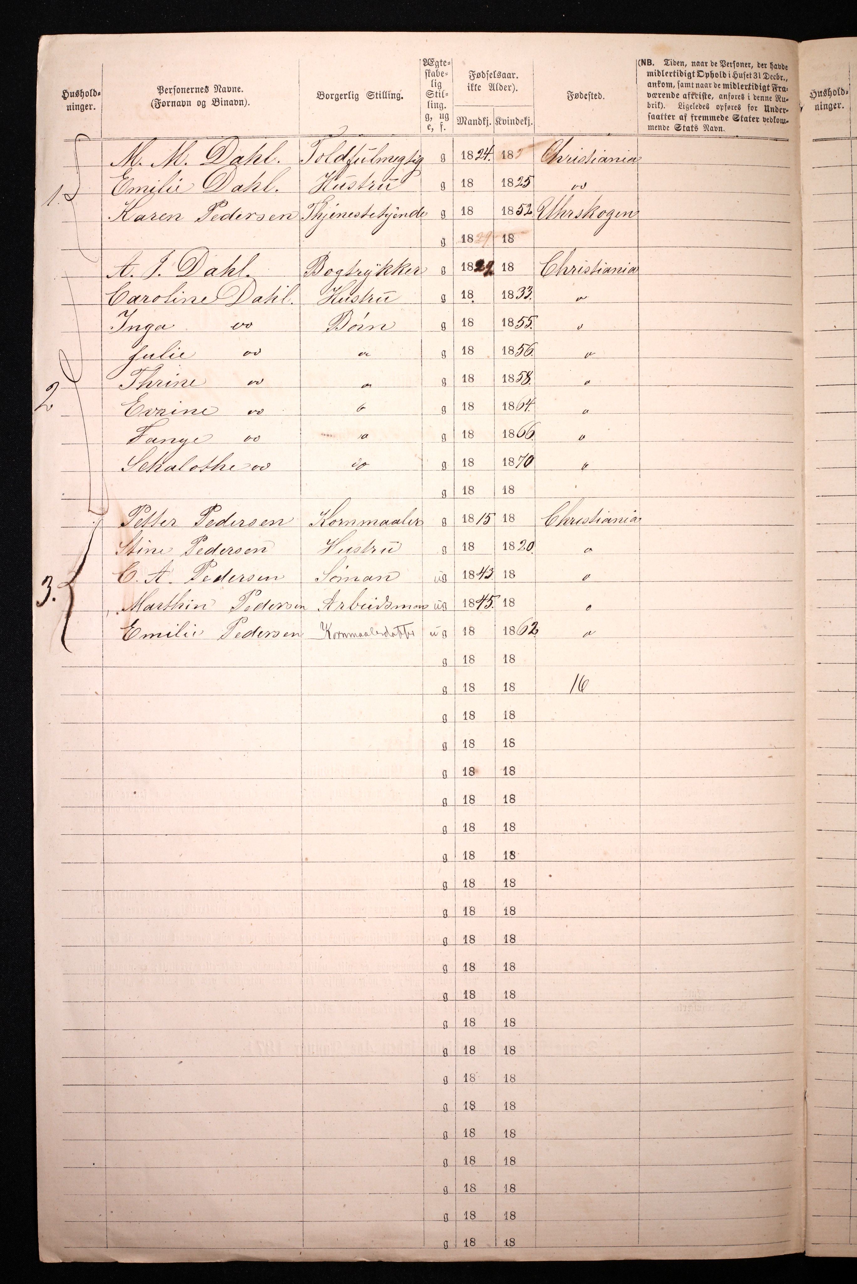 RA, 1870 census for 0301 Kristiania, 1870, p. 1058