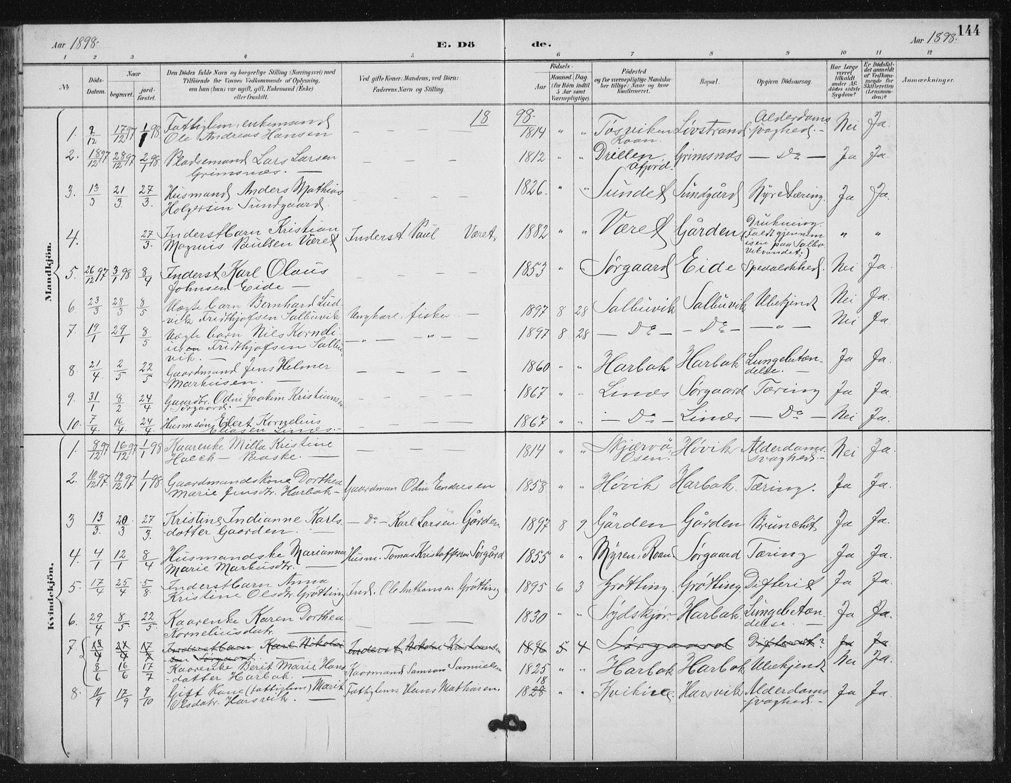 Ministerialprotokoller, klokkerbøker og fødselsregistre - Sør-Trøndelag, SAT/A-1456/656/L0698: Parish register (copy) no. 656C04, 1890-1904, p. 144