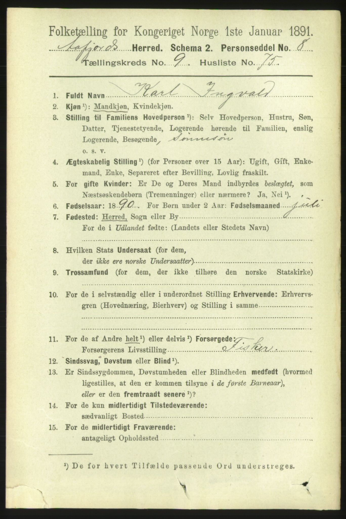 RA, 1891 census for 1630 Åfjord, 1891, p. 2915