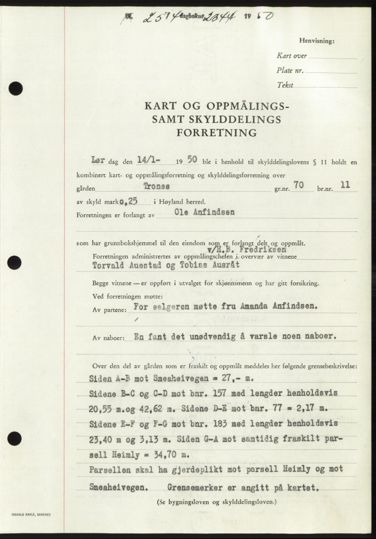 Jæren sorenskriveri, AV/SAST-A-100310/03/G/Gba/L0107: Mortgage book, 1950-1950, Diary no: : 2344/1950