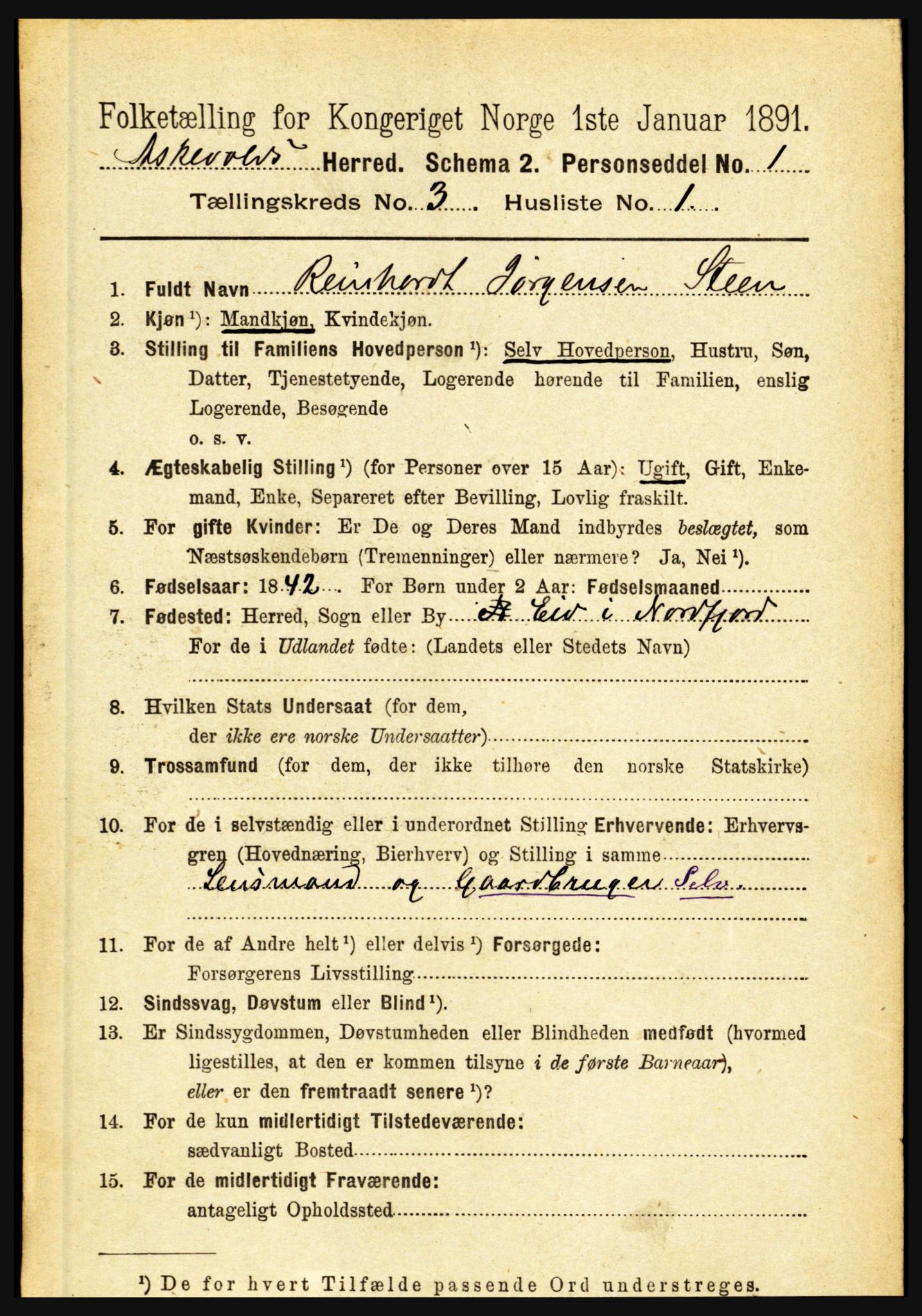 RA, 1891 census for 1428 Askvoll, 1891, p. 785