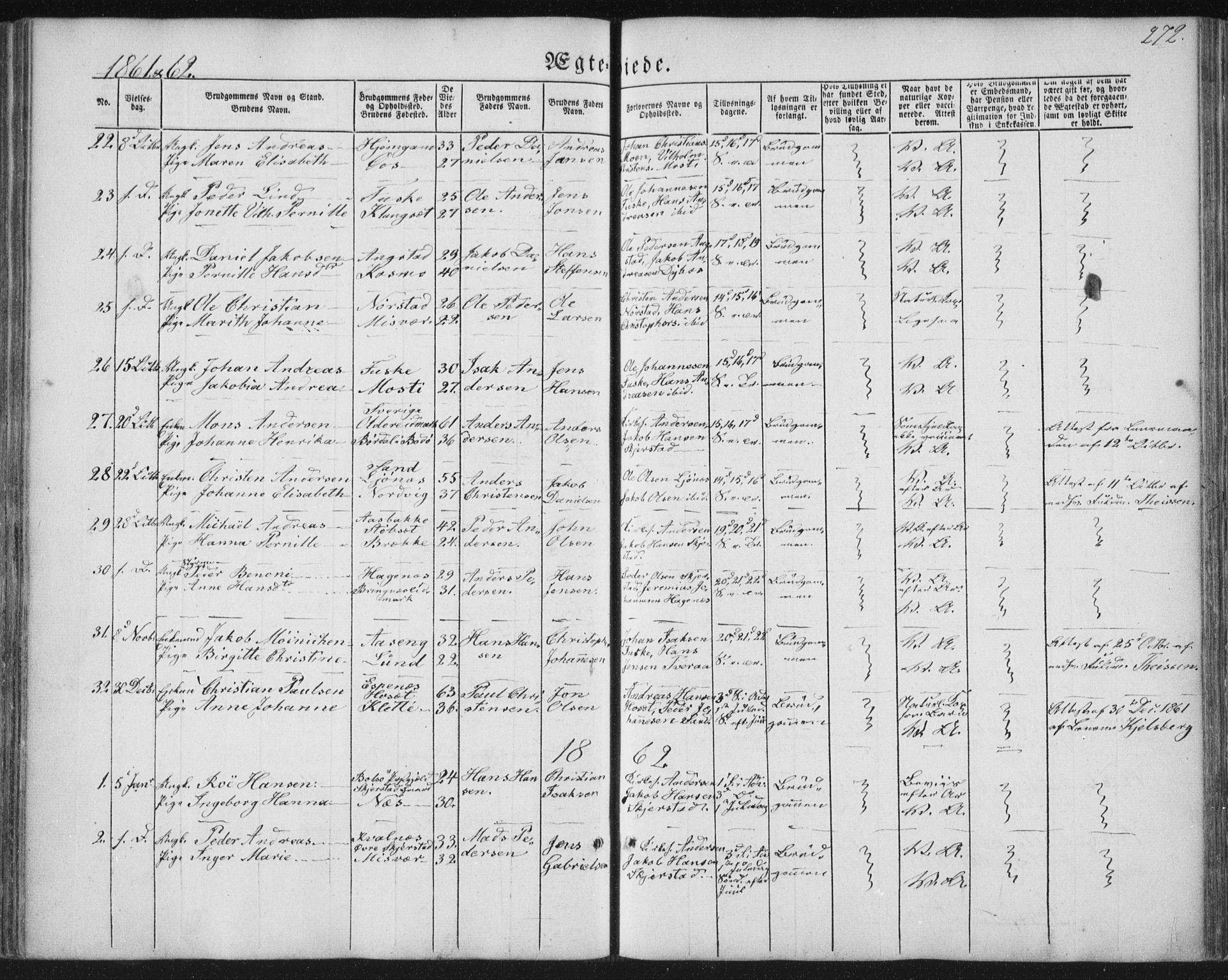 Ministerialprotokoller, klokkerbøker og fødselsregistre - Nordland, AV/SAT-A-1459/852/L0738: Parish register (official) no. 852A08, 1849-1865, p. 272