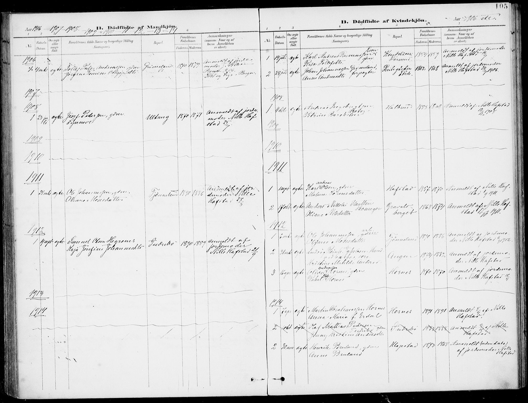 Førde sokneprestembete, SAB/A-79901/H/Haa/Haab/L0002: Parish register (official) no. B  2, 1899-1920, p. 105