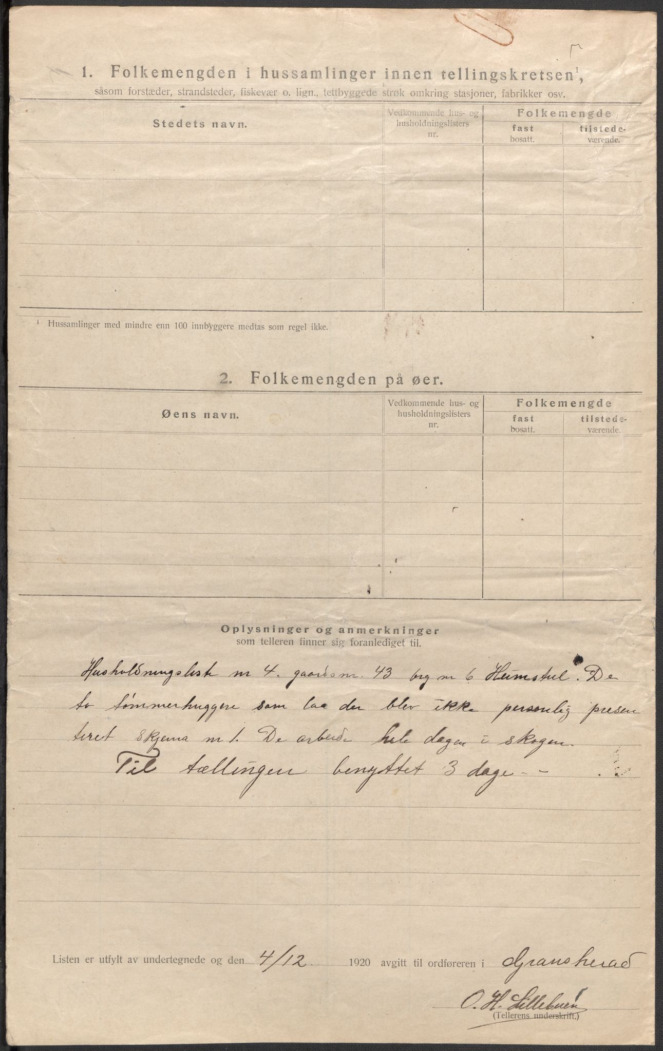 SAKO, 1920 census for Gransherad, 1920, p. 33