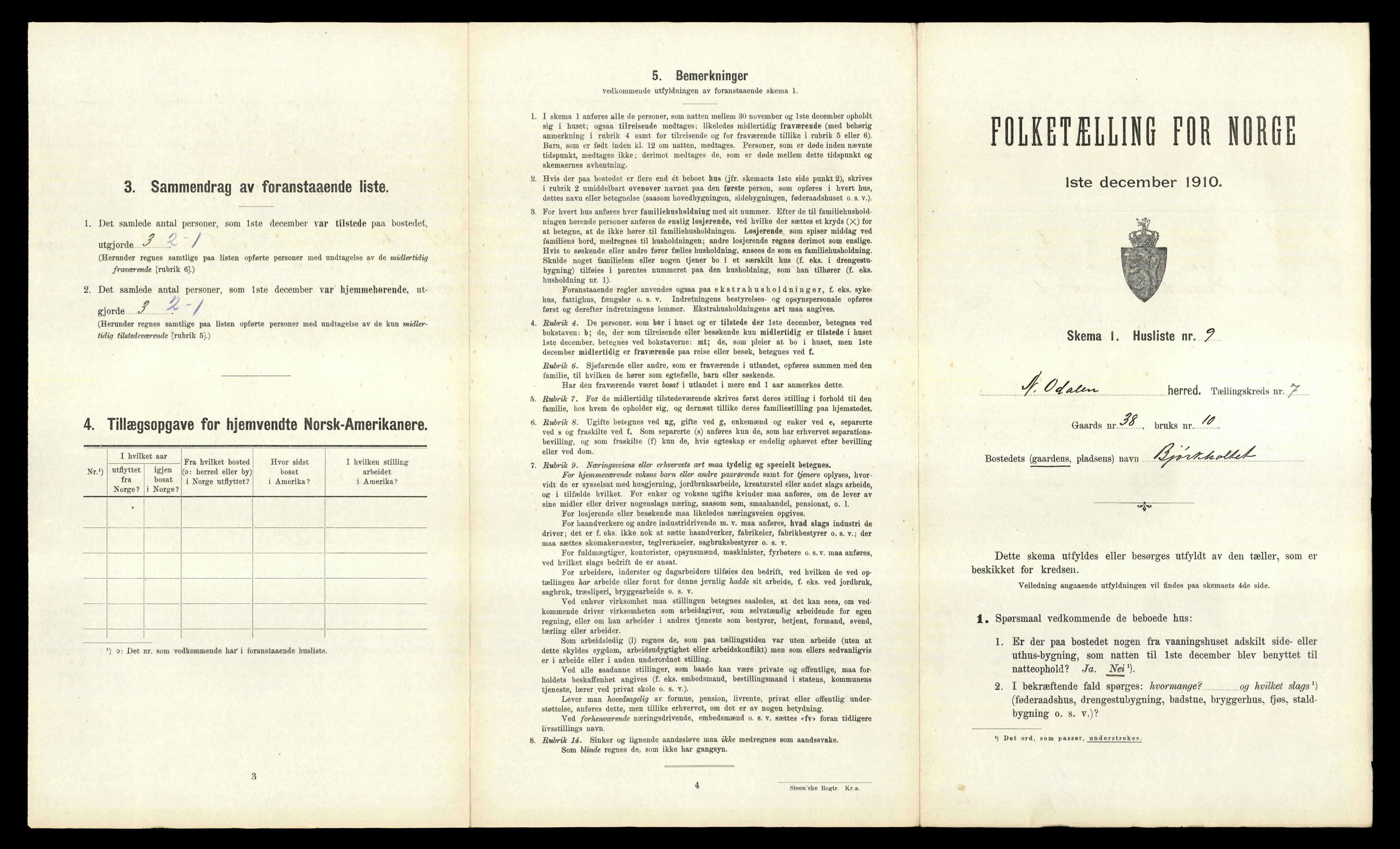 RA, 1910 census for Nord-Odal, 1910, p. 799