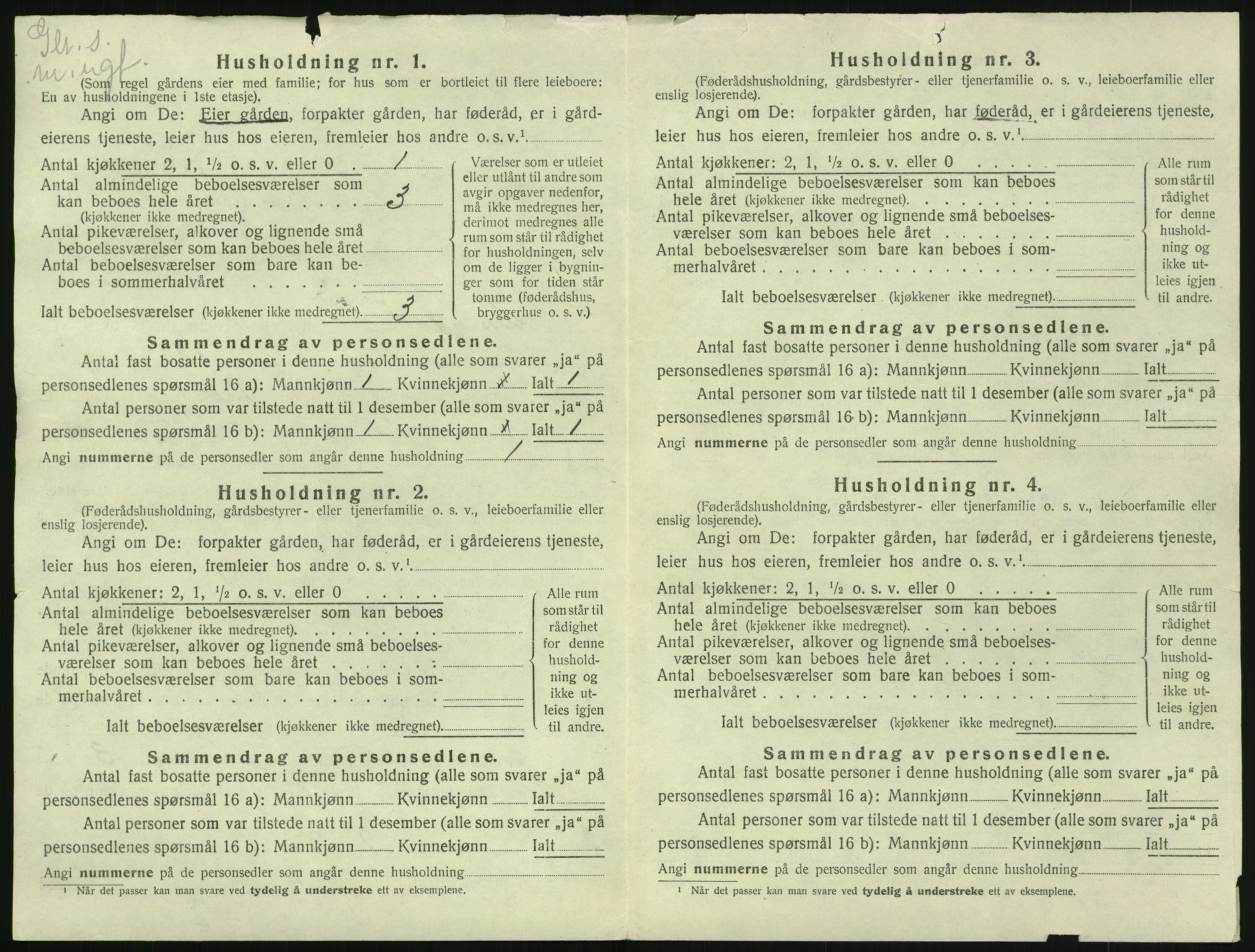 SAK, 1920 census for Lyngdal, 1920, p. 1322