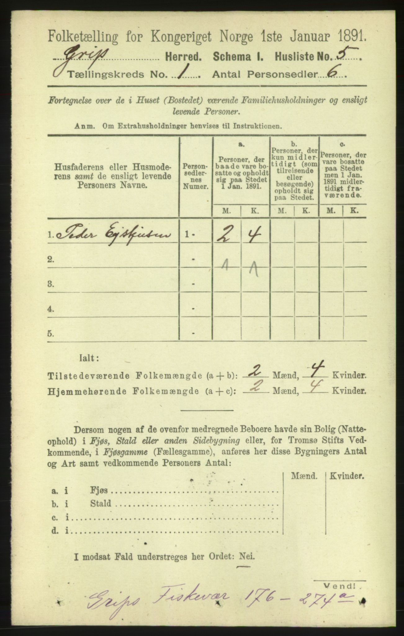 RA, 1891 census for 1556 Frei, 1891, p. 1629