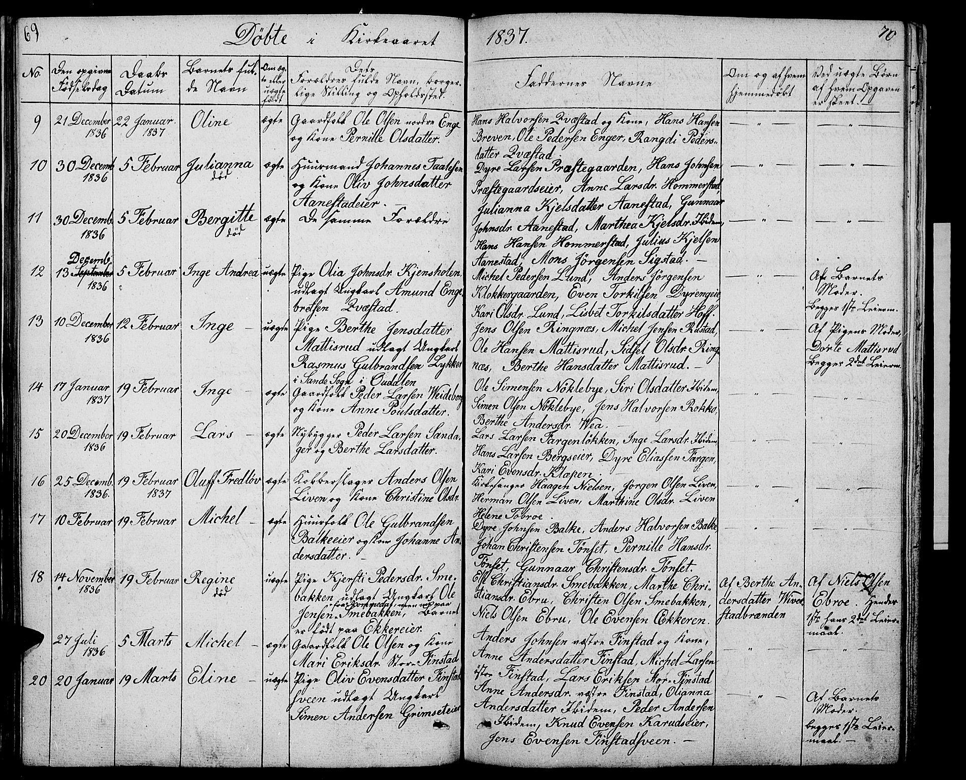 Løten prestekontor, SAH/PREST-022/L/La/L0002: Parish register (copy) no. 2, 1832-1850, p. 69-70