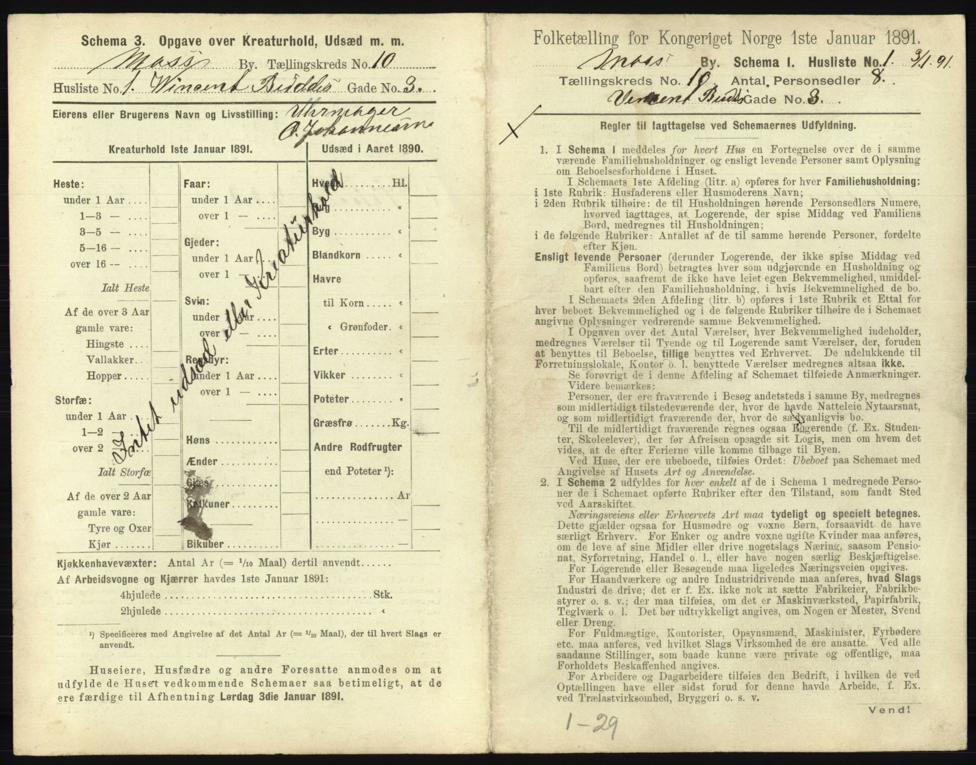 RA, 1891 census for 0104 Moss, 1891, p. 690