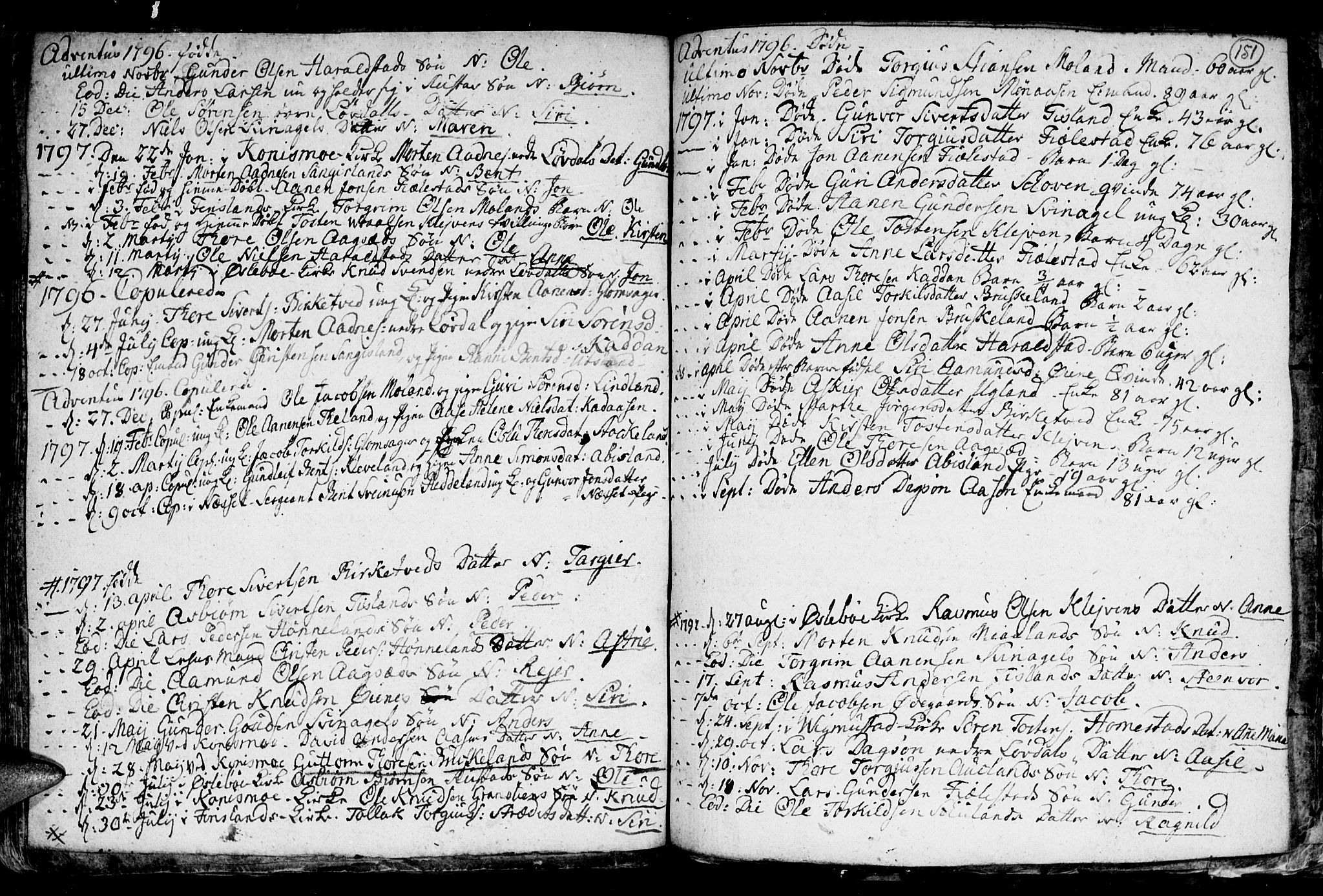 Holum sokneprestkontor, SAK/1111-0022/F/Fb/Fba/L0001: Parish register (copy) no. B 1 /3, 1770-1802, p. 151