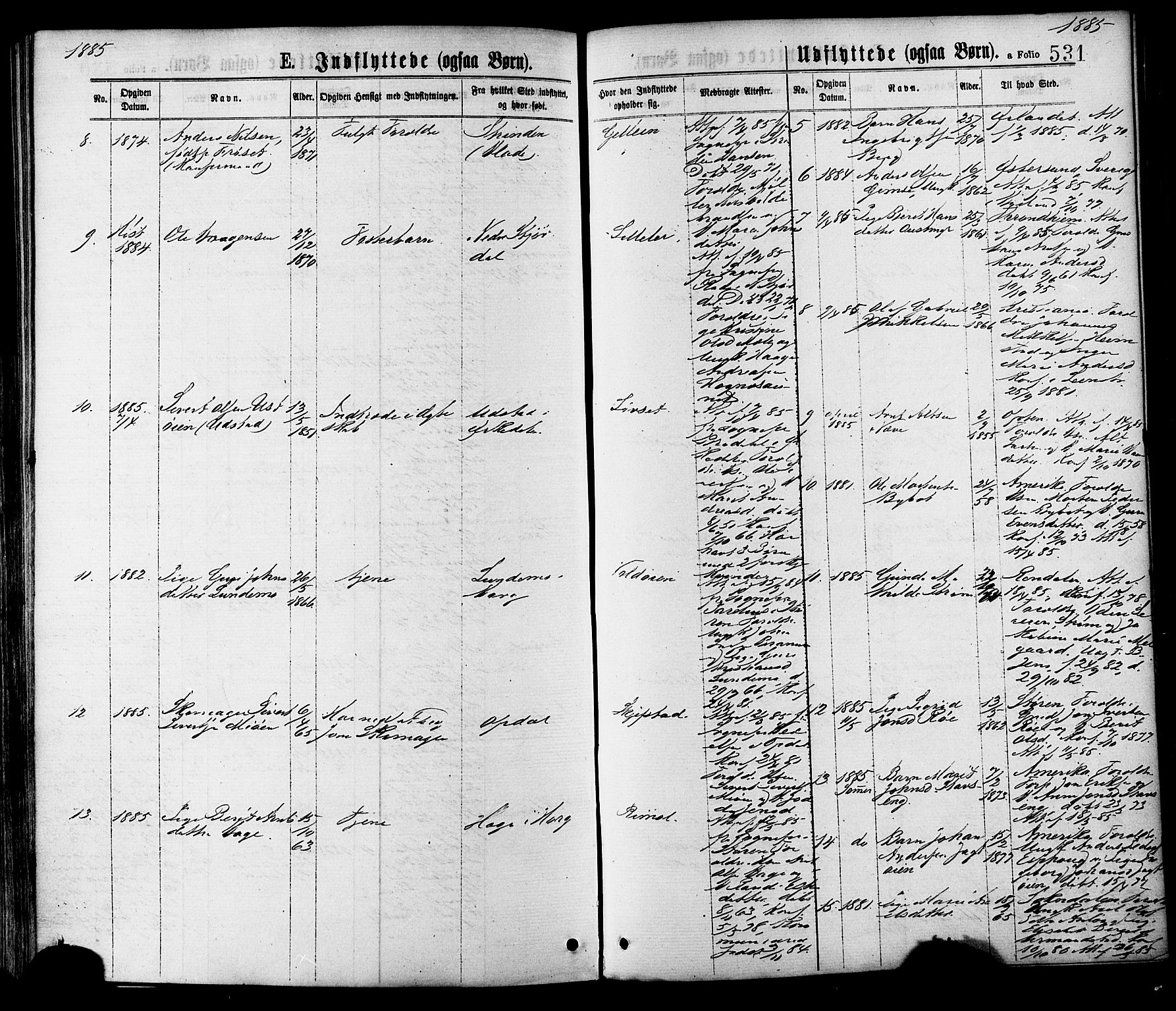 Ministerialprotokoller, klokkerbøker og fødselsregistre - Sør-Trøndelag, SAT/A-1456/691/L1079: Parish register (official) no. 691A11, 1873-1886, p. 531