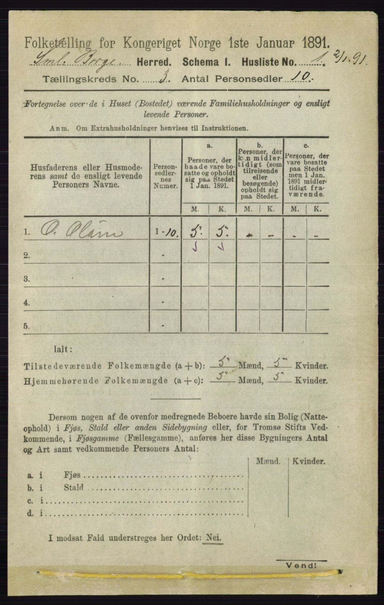 RA, 1891 census for 0113 Borge, 1891, p. 1351