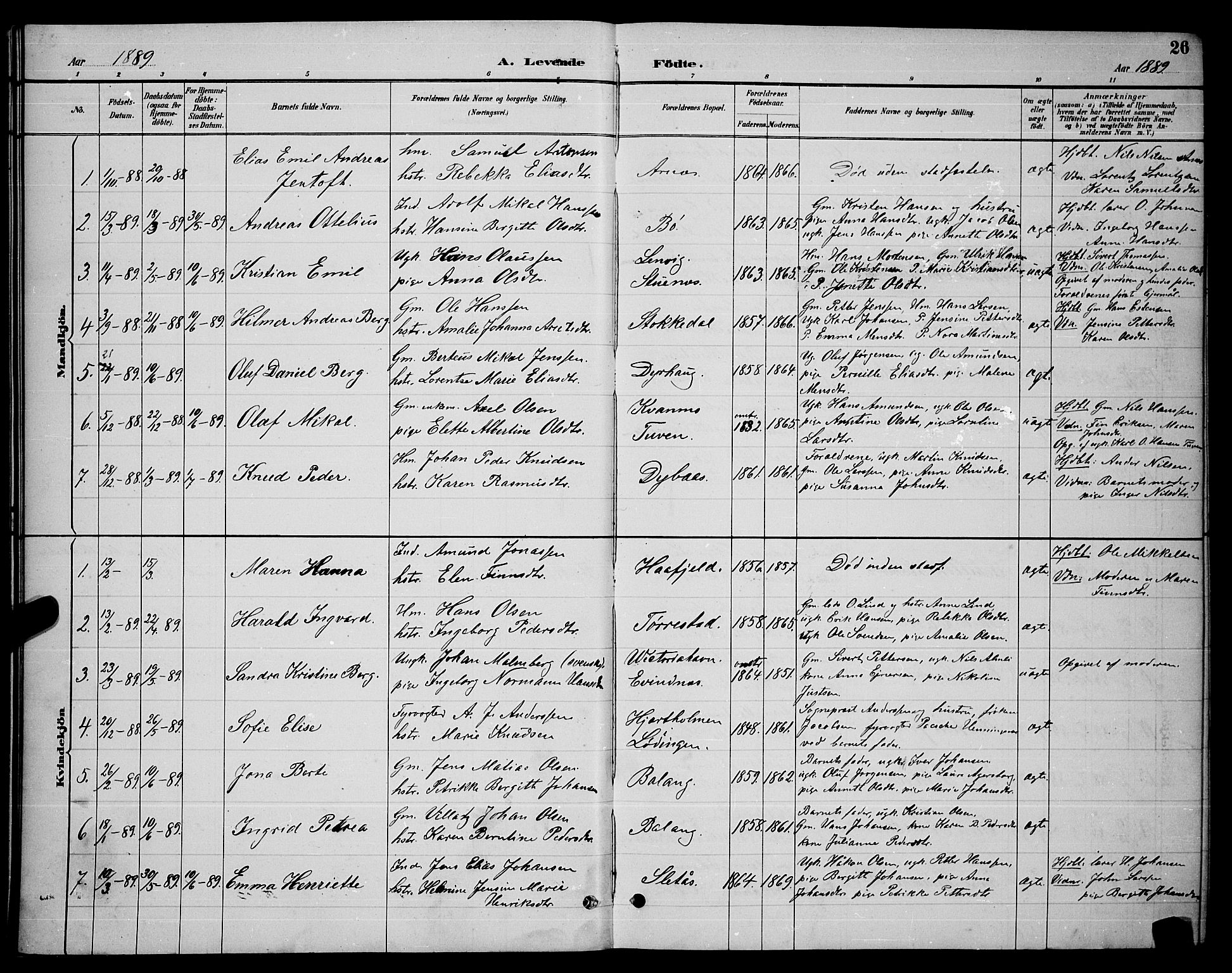 Ministerialprotokoller, klokkerbøker og fødselsregistre - Nordland, SAT/A-1459/863/L0914: Parish register (copy) no. 863C04, 1886-1897, p. 26