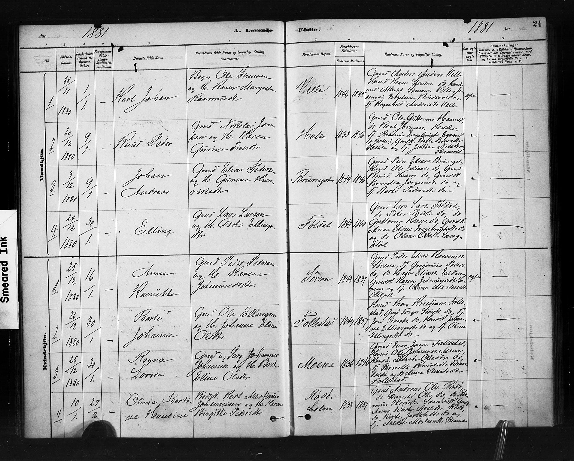 Ministerialprotokoller, klokkerbøker og fødselsregistre - Møre og Romsdal, AV/SAT-A-1454/513/L0176: Parish register (official) no. 513A03, 1877-1889, p. 24