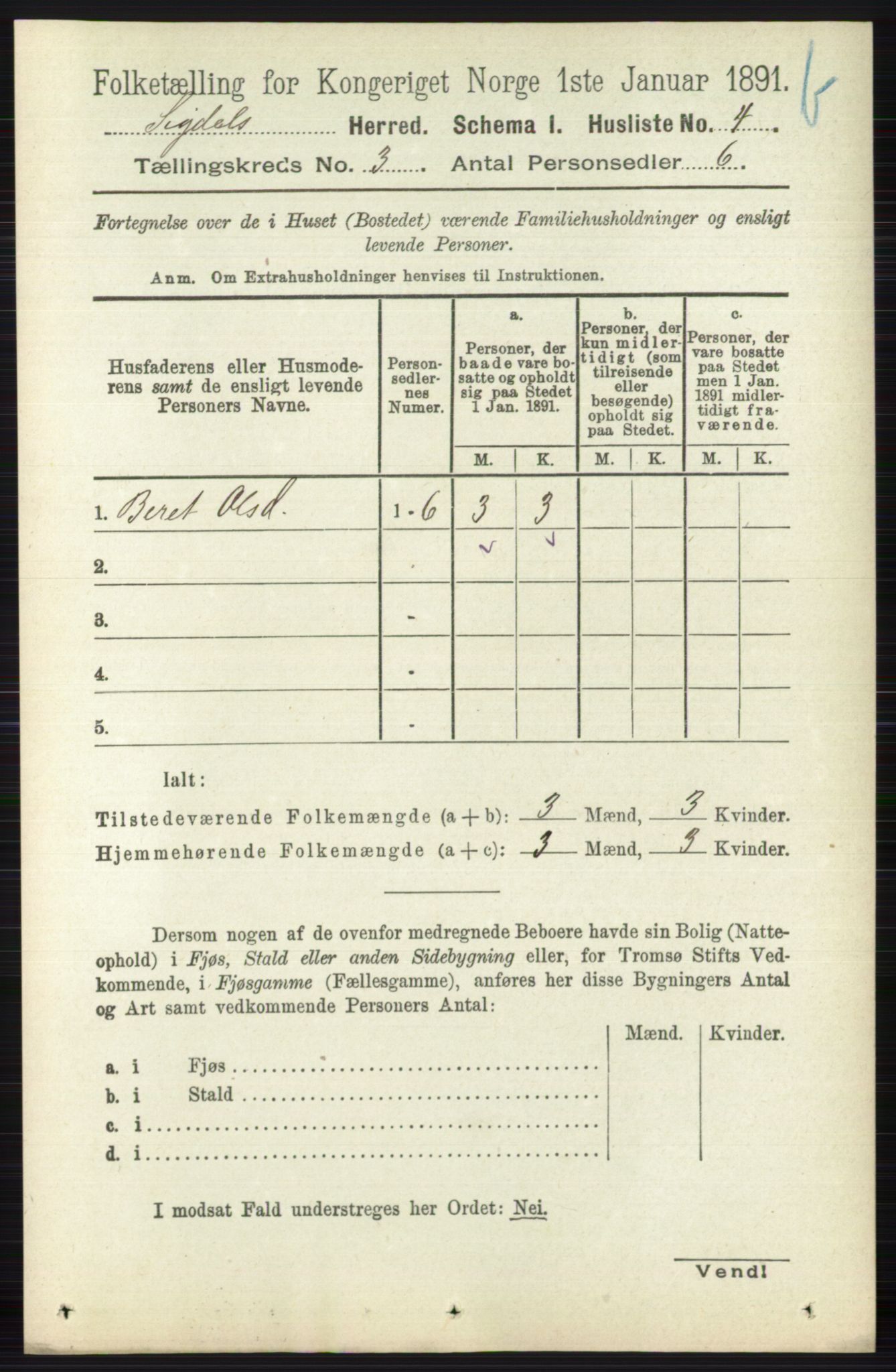 RA, 1891 census for 0621 Sigdal, 1891, p. 4250