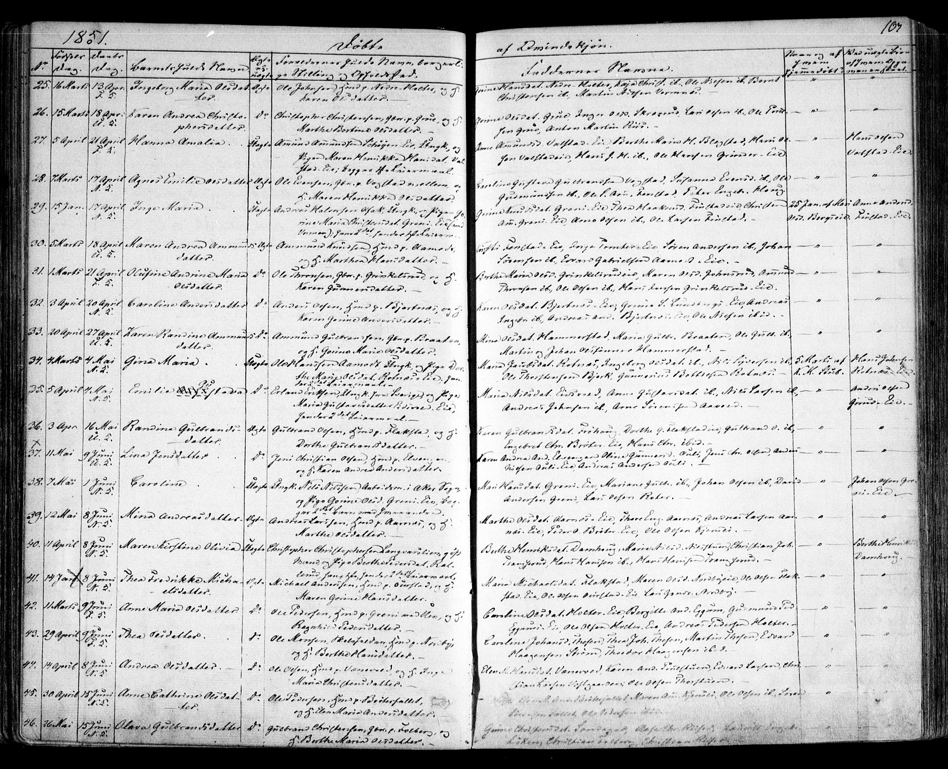 Nes prestekontor Kirkebøker, SAO/A-10410/F/Fa/L0007: Parish register (official) no. I 7, 1846-1858, p. 107
