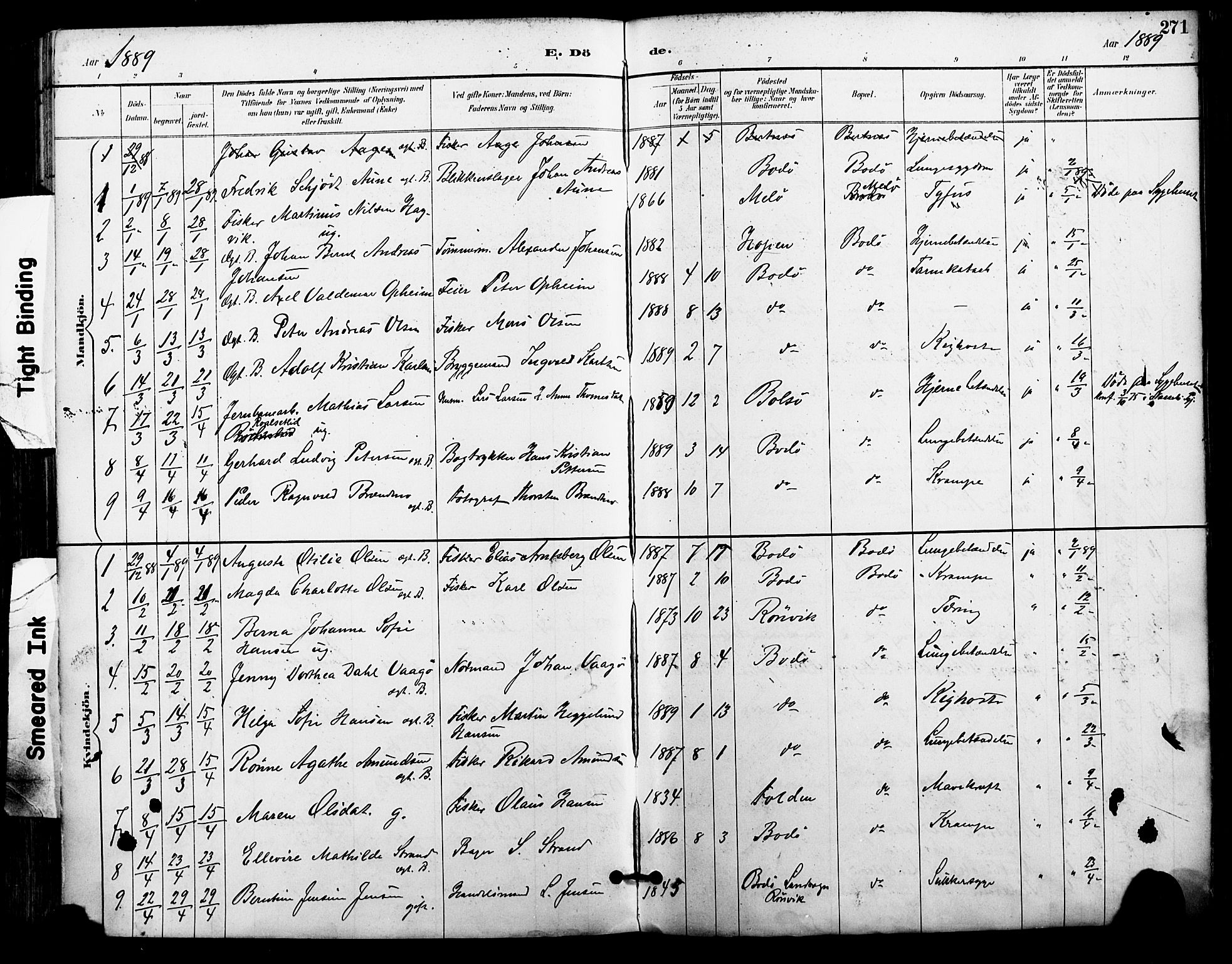 Ministerialprotokoller, klokkerbøker og fødselsregistre - Nordland, SAT/A-1459/801/L0010: Parish register (official) no. 801A10, 1888-1899, p. 271