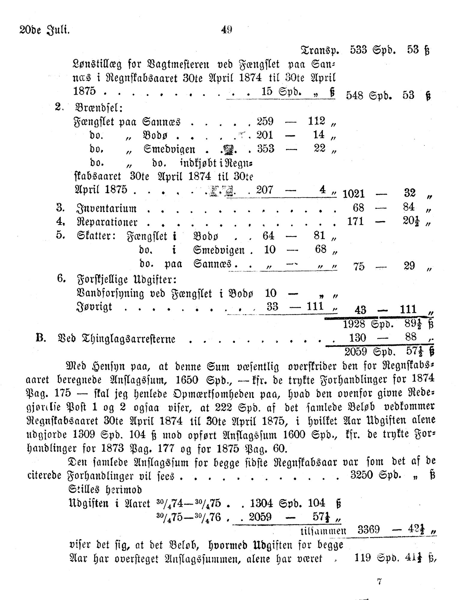 Nordland Fylkeskommune. Fylkestinget, AIN/NFK-17/176/A/Ac/L0010: Fylkestingsforhandlinger 1874-1880, 1874-1880