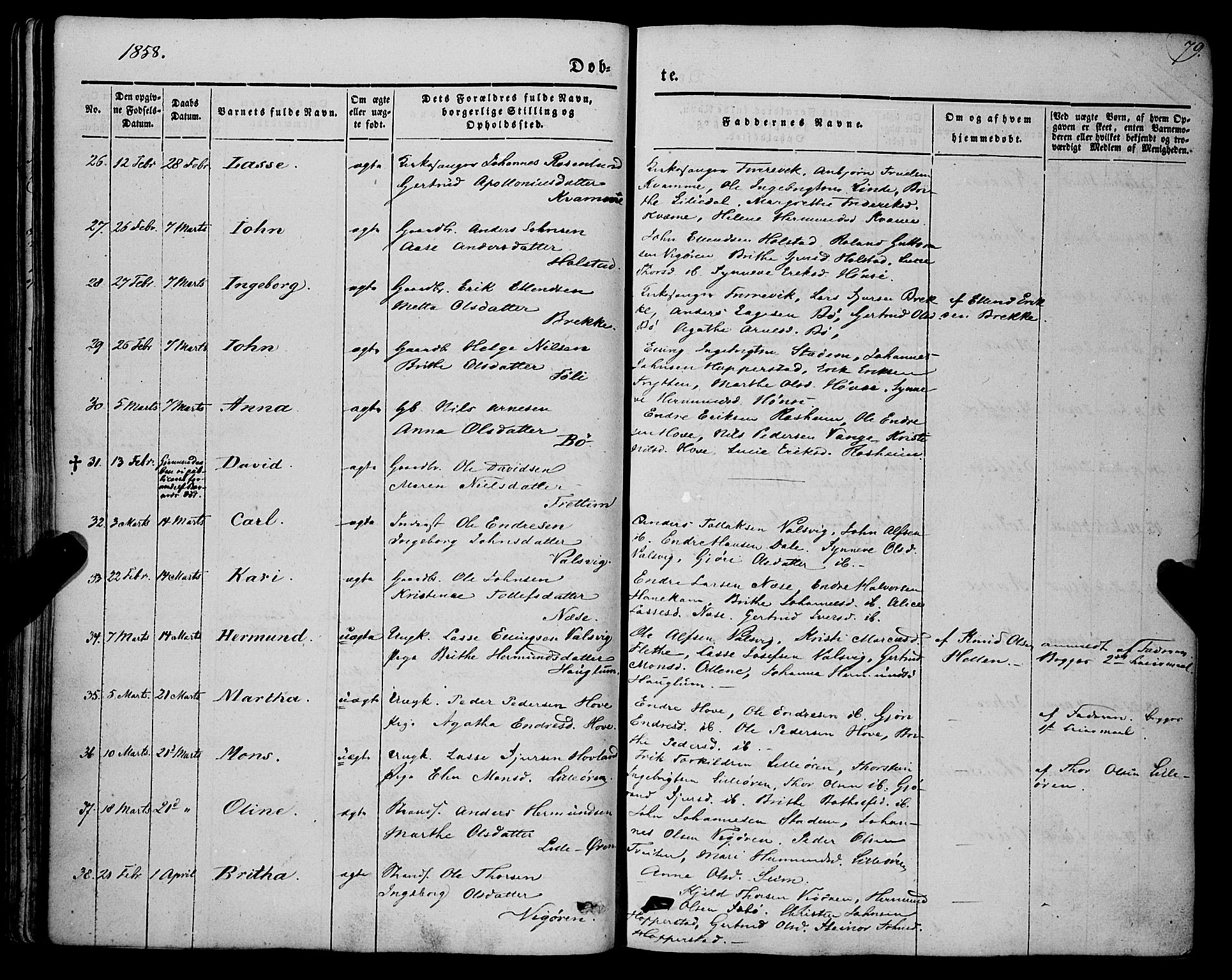 Vik sokneprestembete, AV/SAB-A-81501/H/Haa/Haaa/L0008: Parish register (official) no. A 8, 1846-1865, p. 79